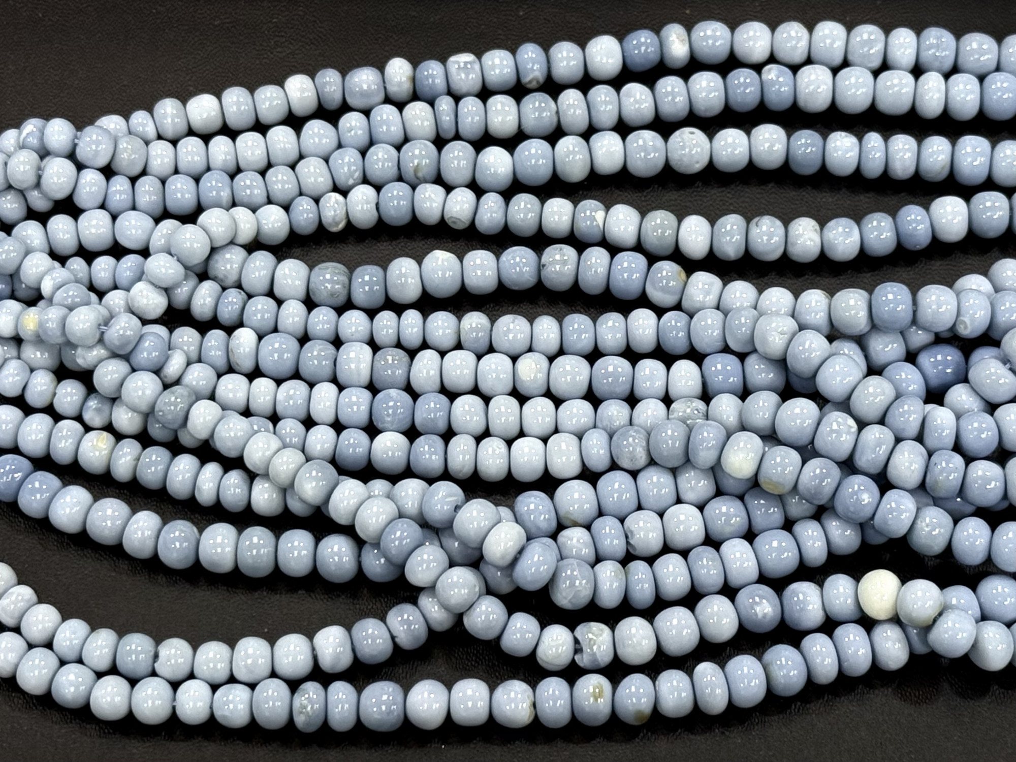 Blue Opal Rondelles Smooth