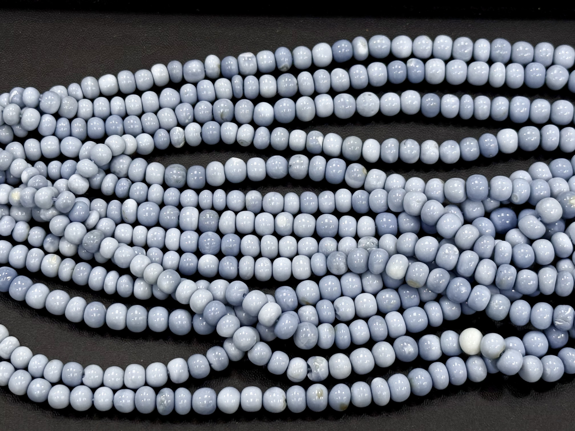 Blue Opal Rondelles Smooth