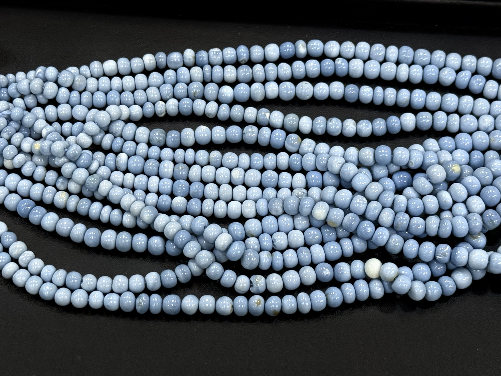 Blue Opal Rondelles Smooth