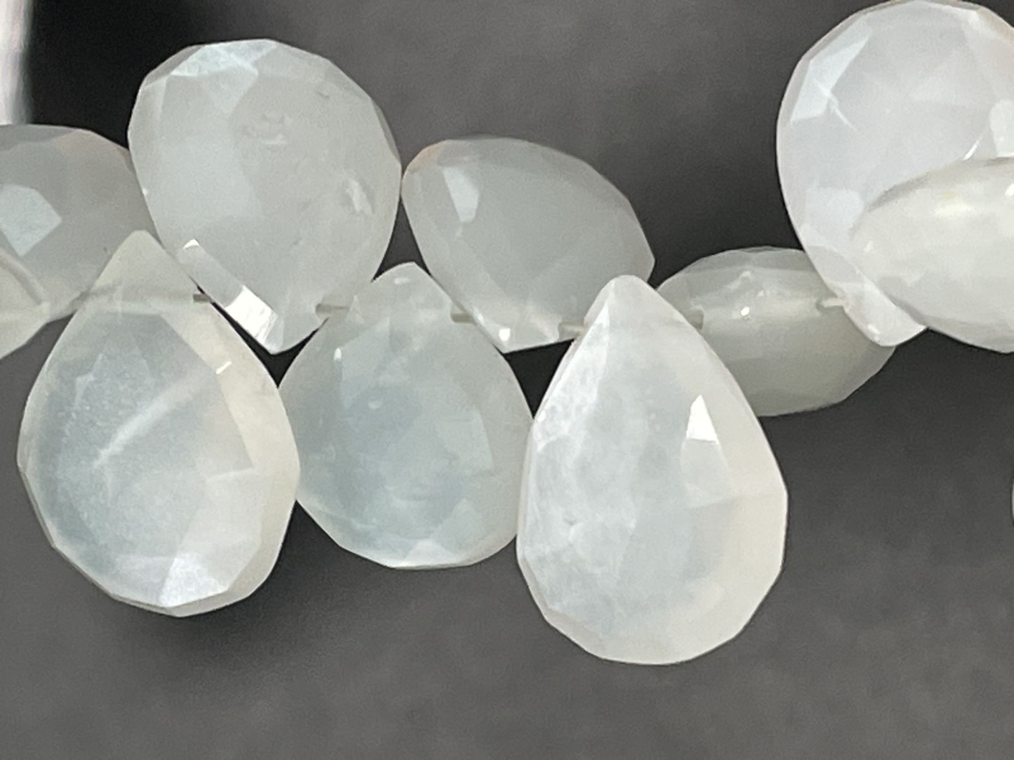 White Moonstone Pear Faceted