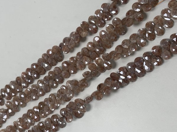 Coated Brown Silverite Pear Faceted