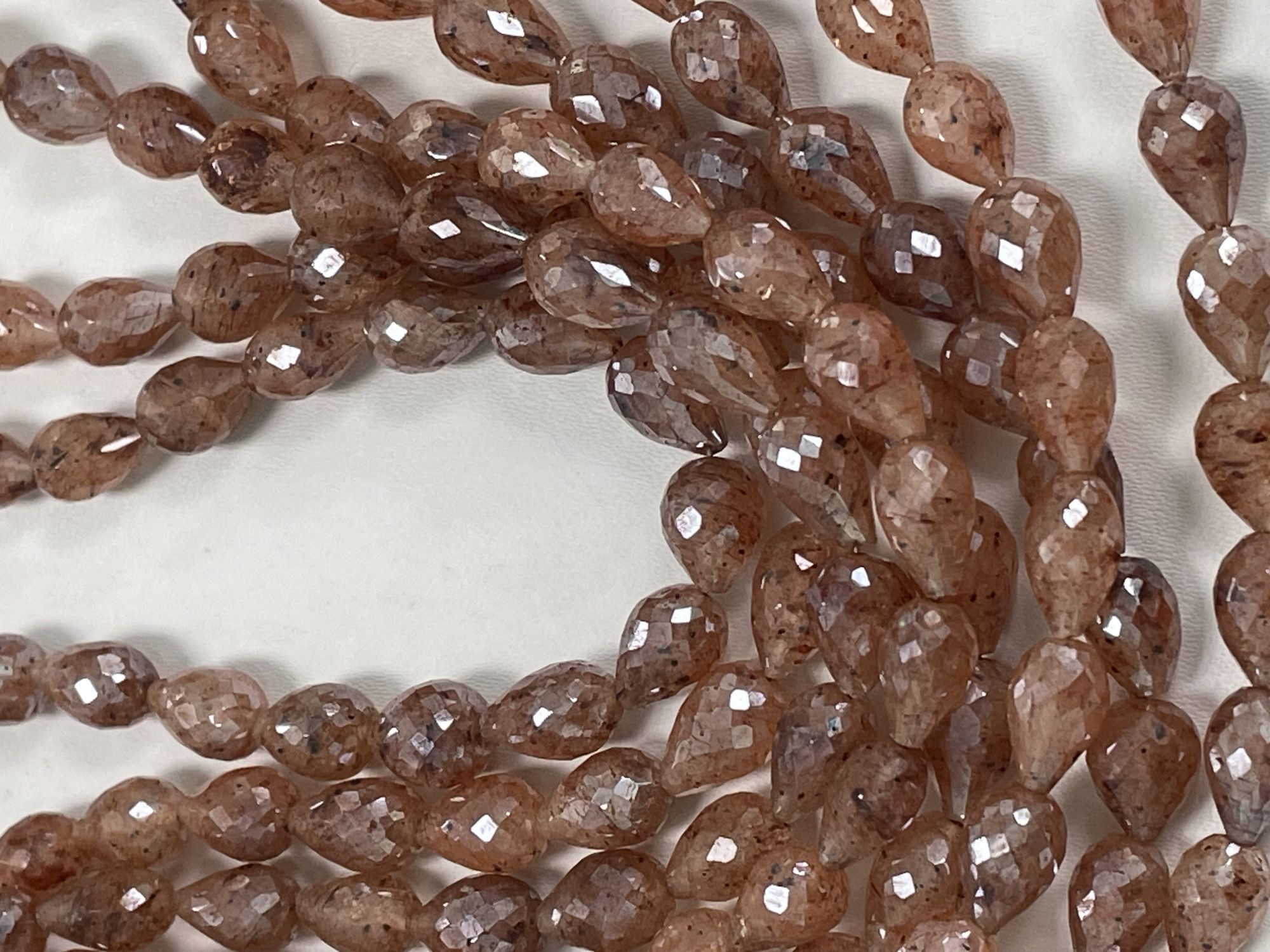 Coated Brown Silverite Drop Faceted