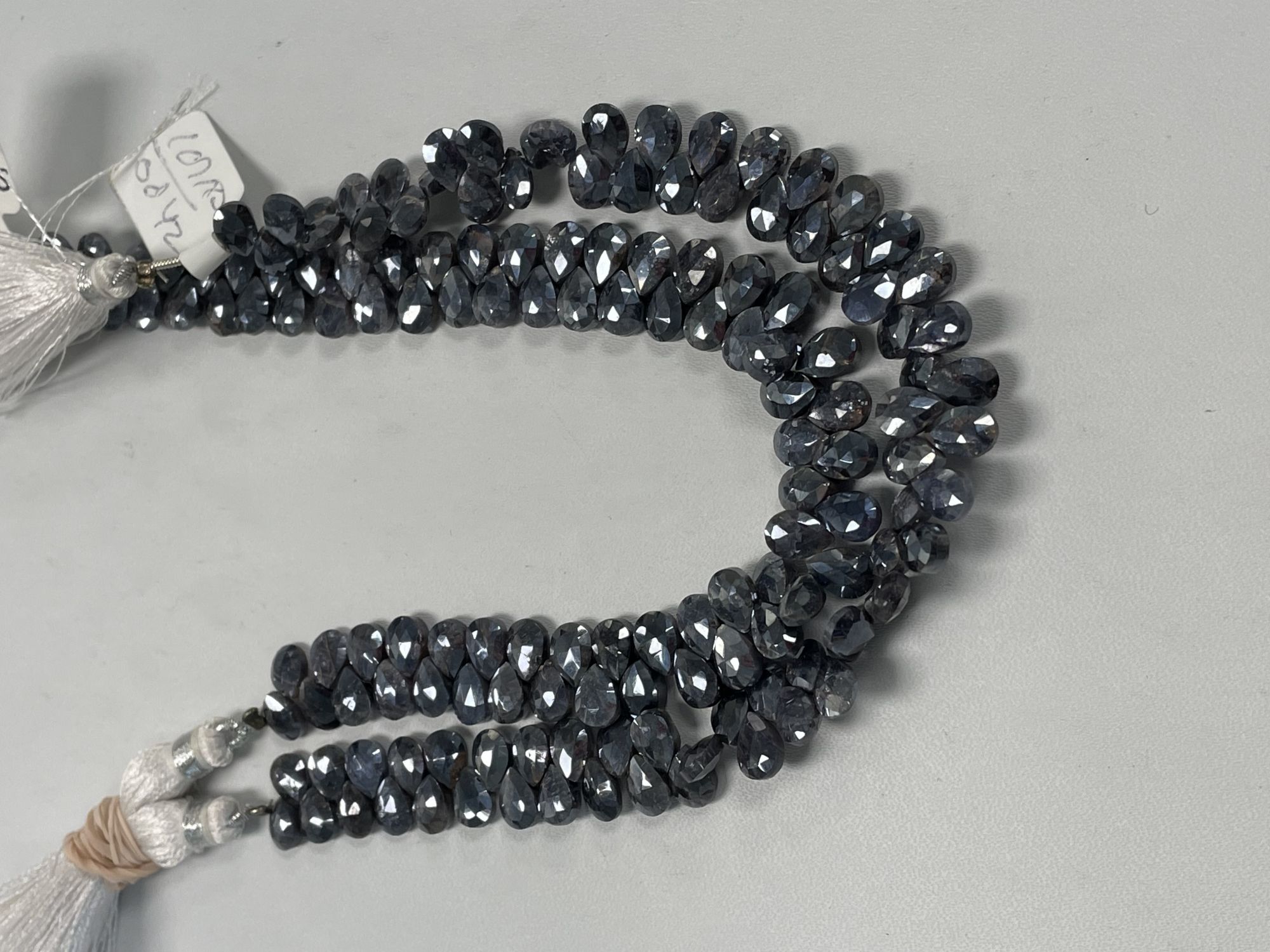 Coated Grey Silverite Pear Faceted