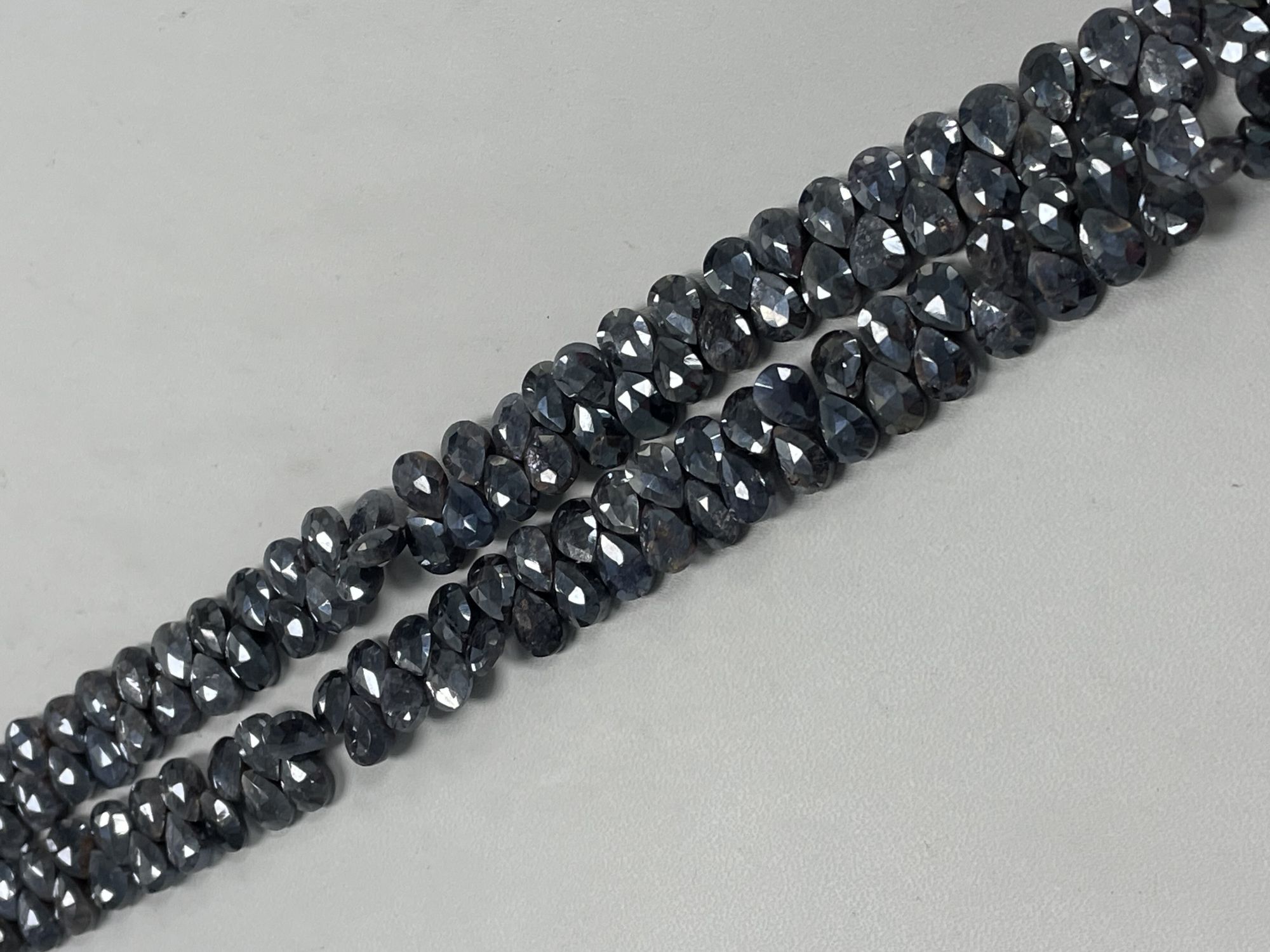 Coated Grey Silverite Pear Faceted