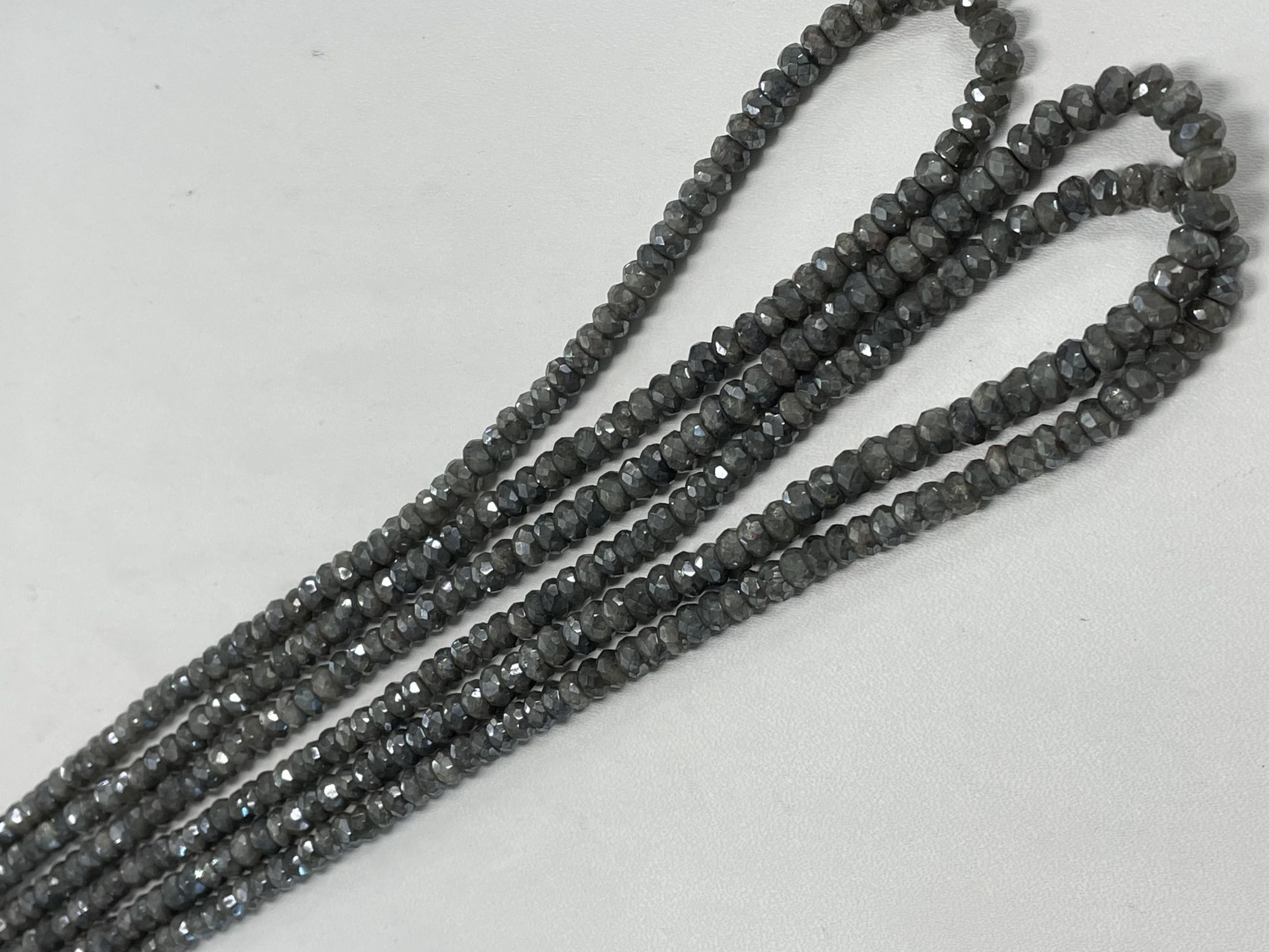 Coated Grey Silverite Rondelle Faceted