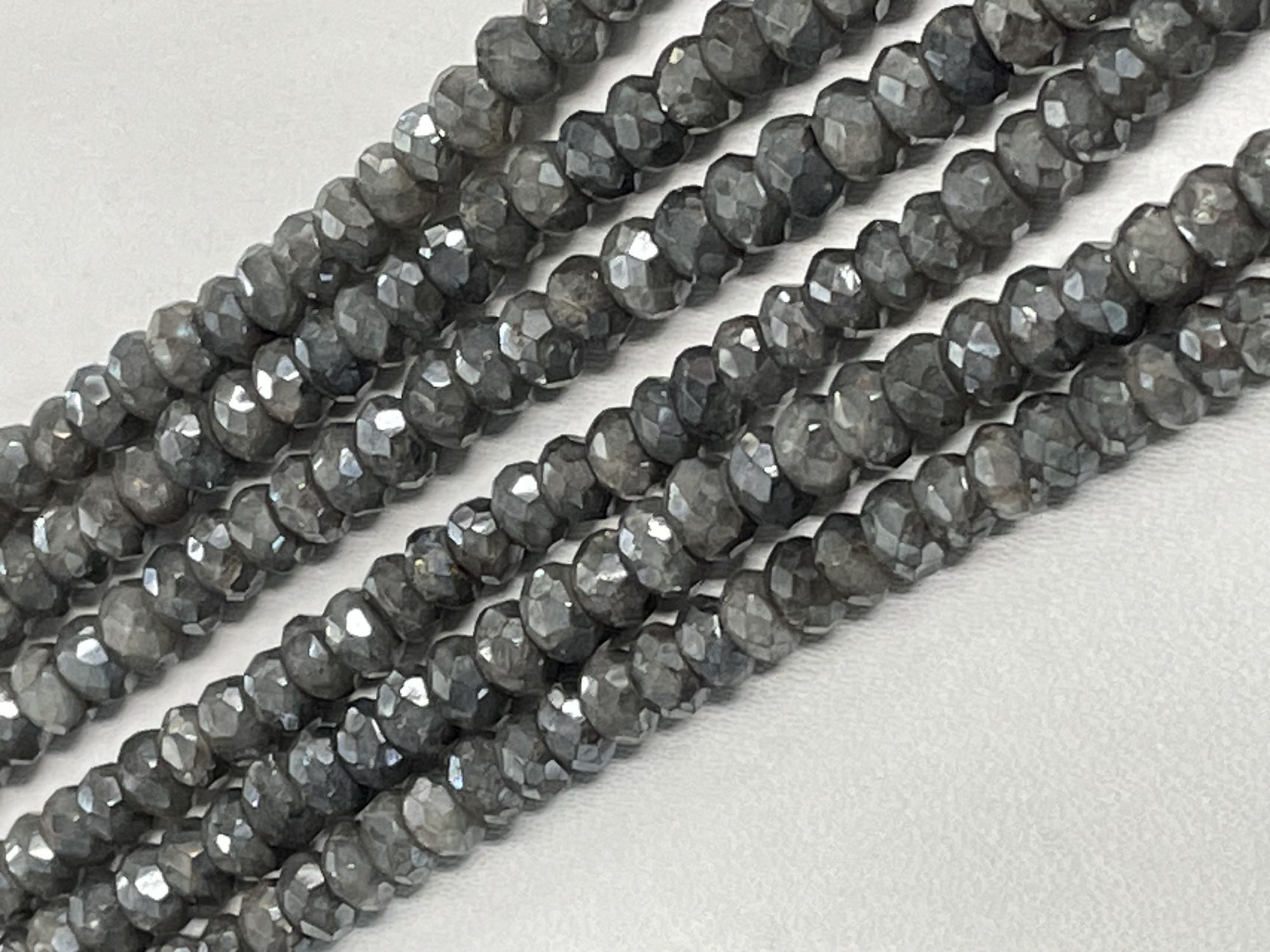 Coated Grey Silverite Rondelle Faceted