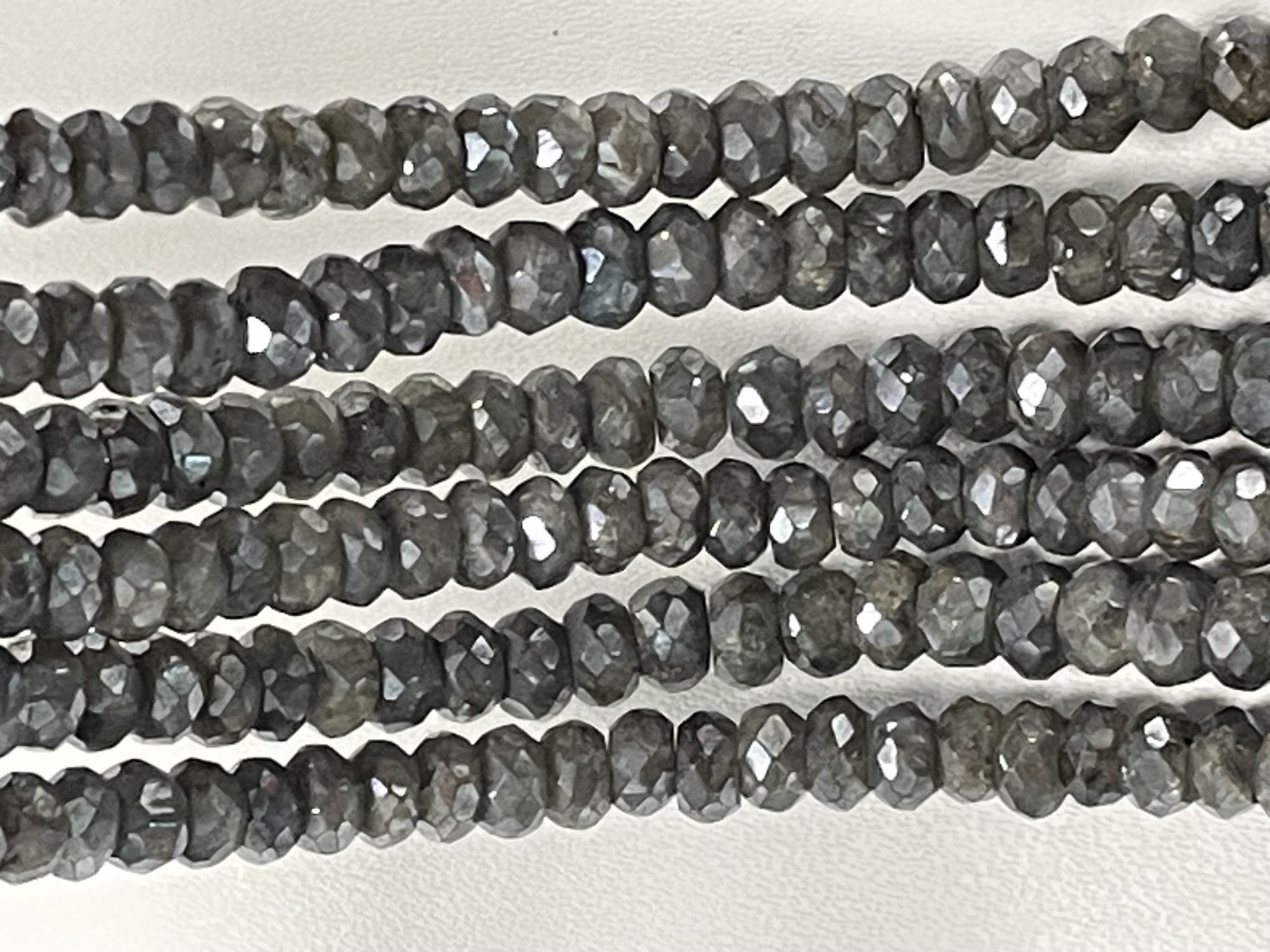 Coated Grey Silverite Rondelle Faceted