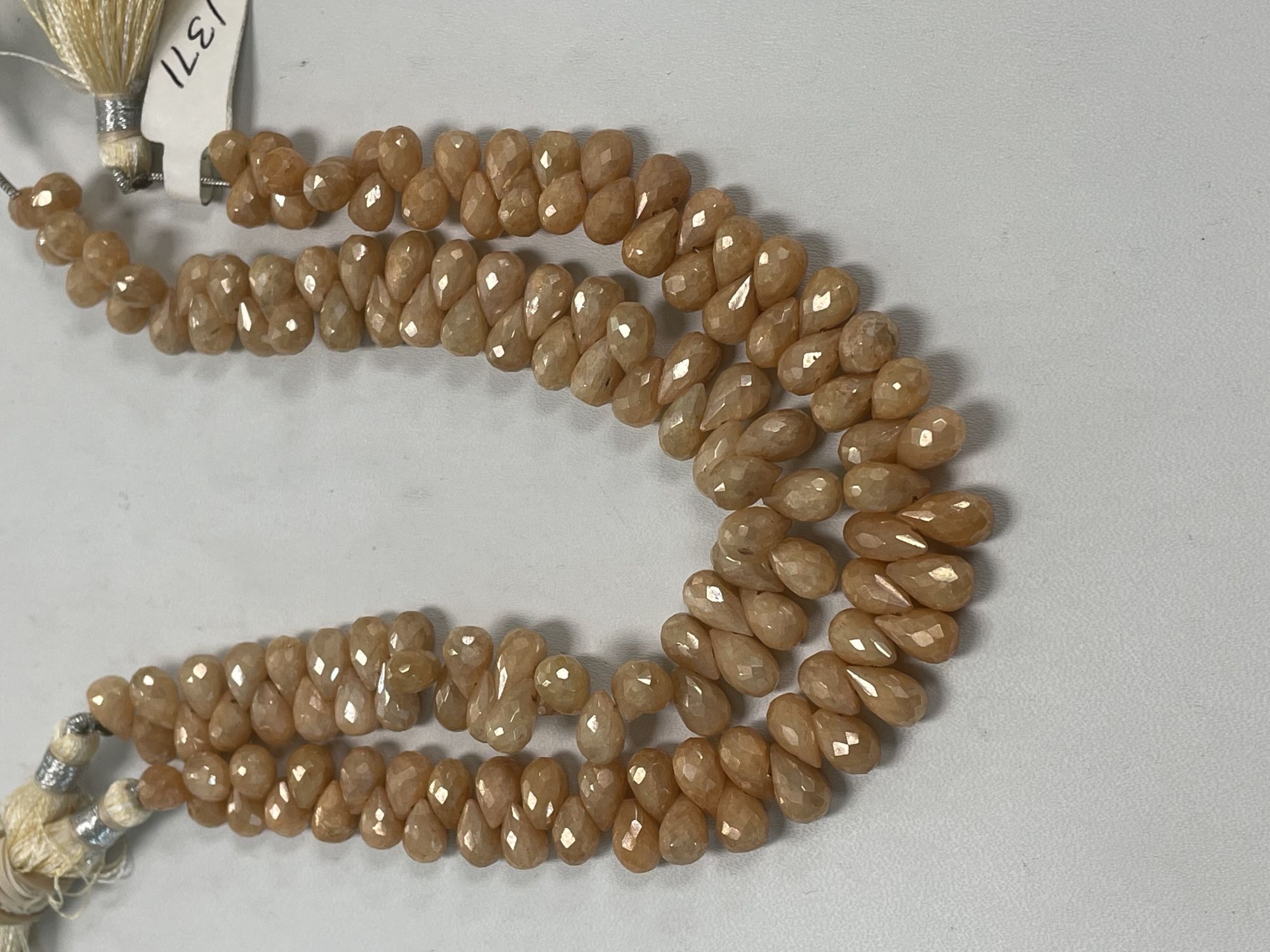 Coated Beige Silverite Drop Faceted