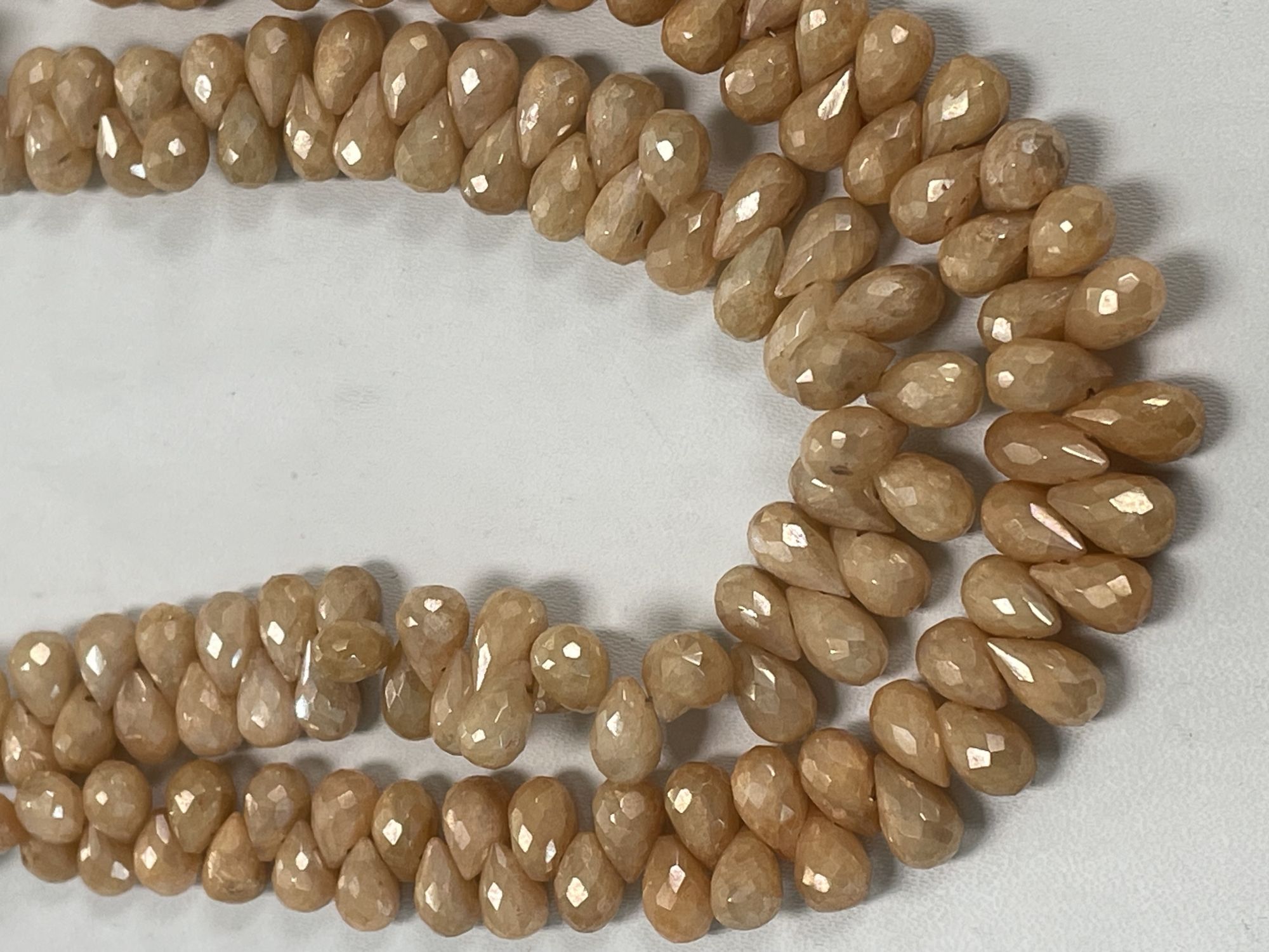 Coated Beige Silverite Drop Faceted