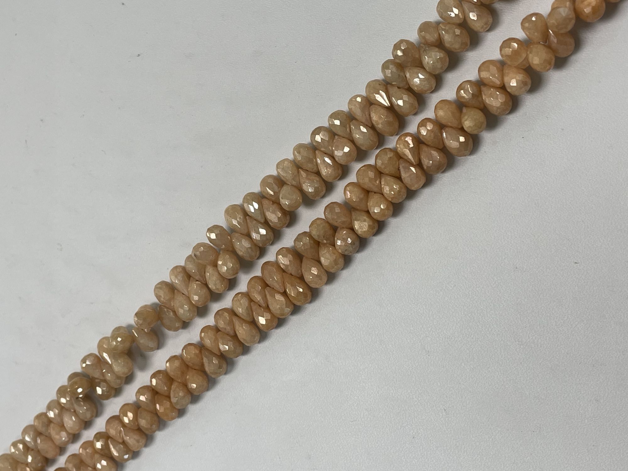 Coated Beige Silverite Drop Faceted