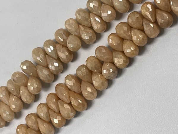 Coated Beige Silverite Drop Faceted