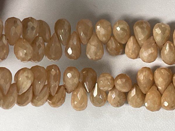 Coated Beige Silverite Drop Faceted