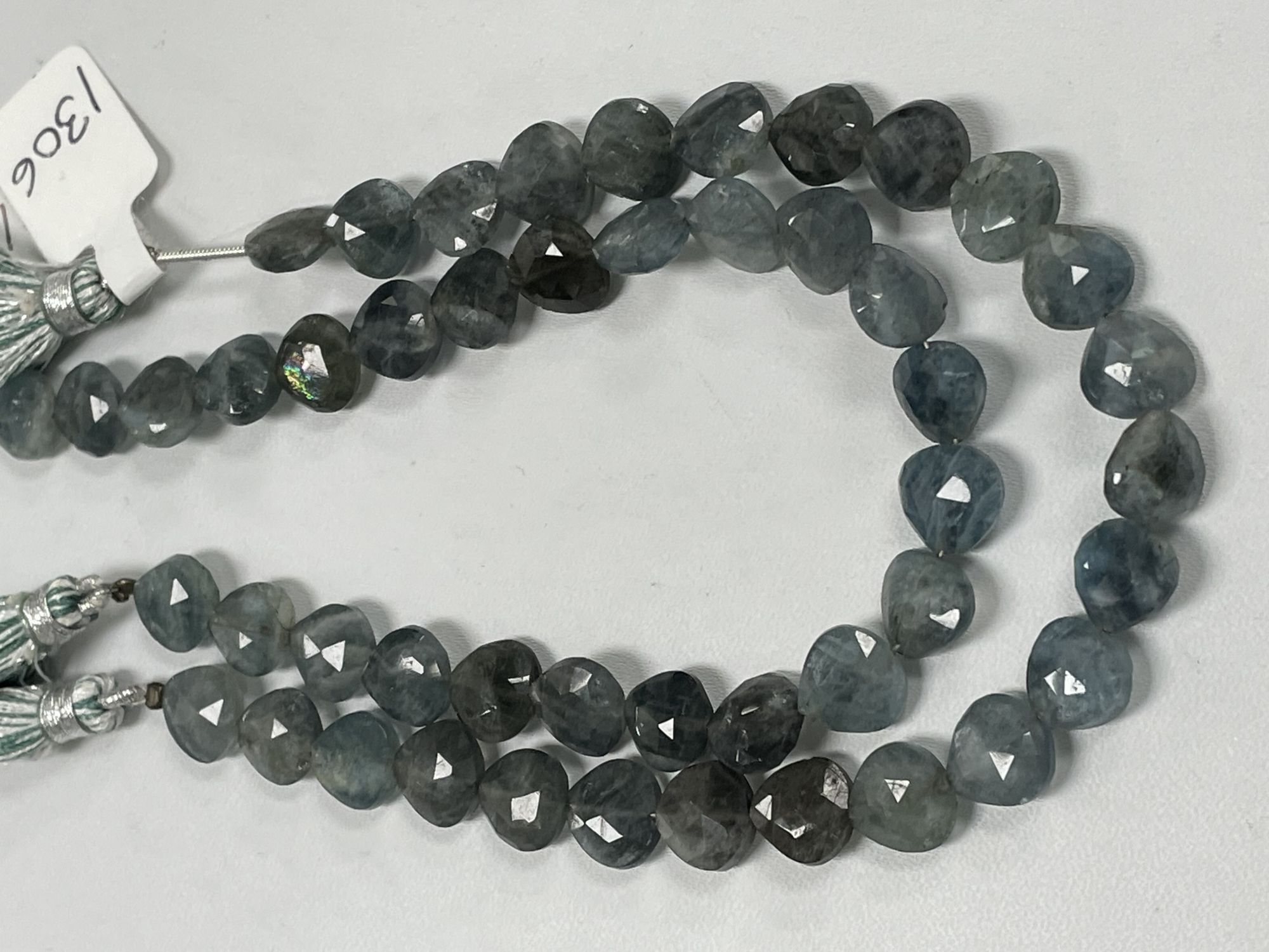 Moss Aquamarine Heart Faceted