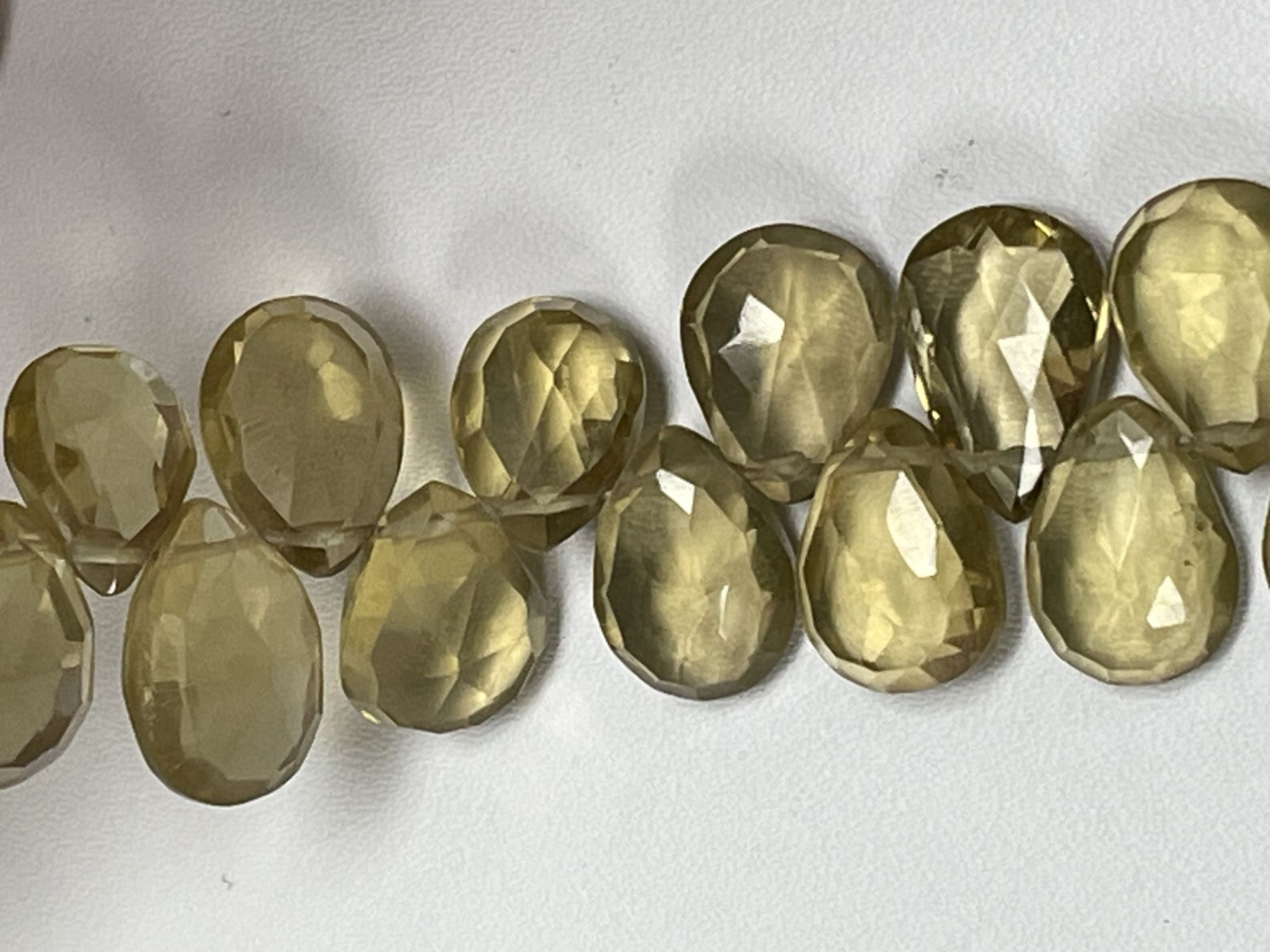 Olive Hydro Quartz Pear Faceted