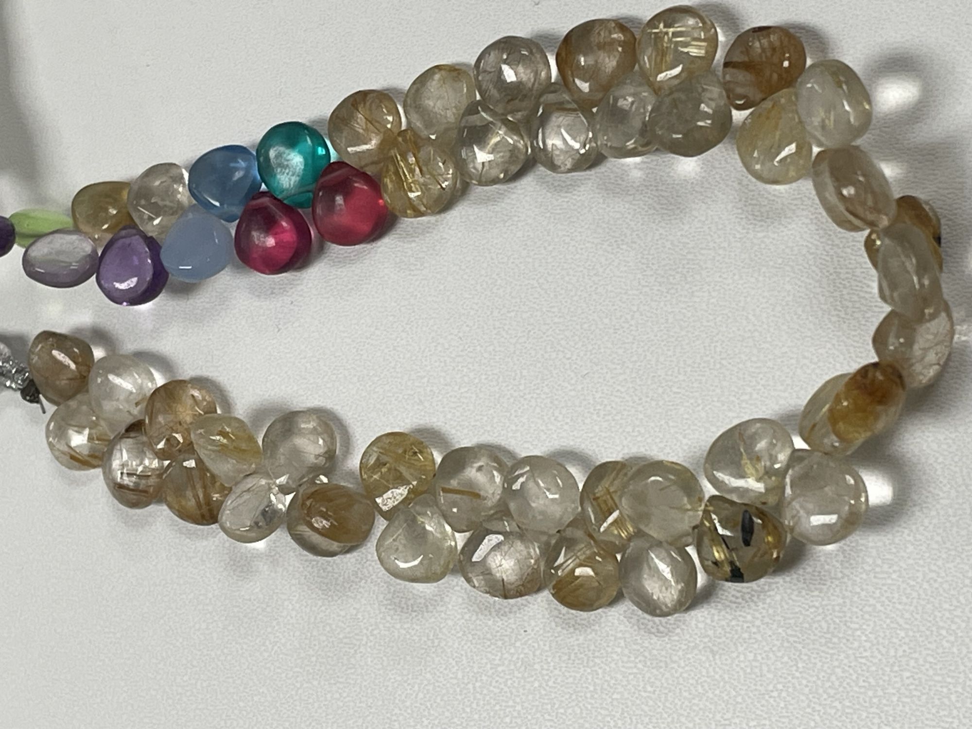 Multi Hydro Golden Rutilated Quartz Heart Smooth