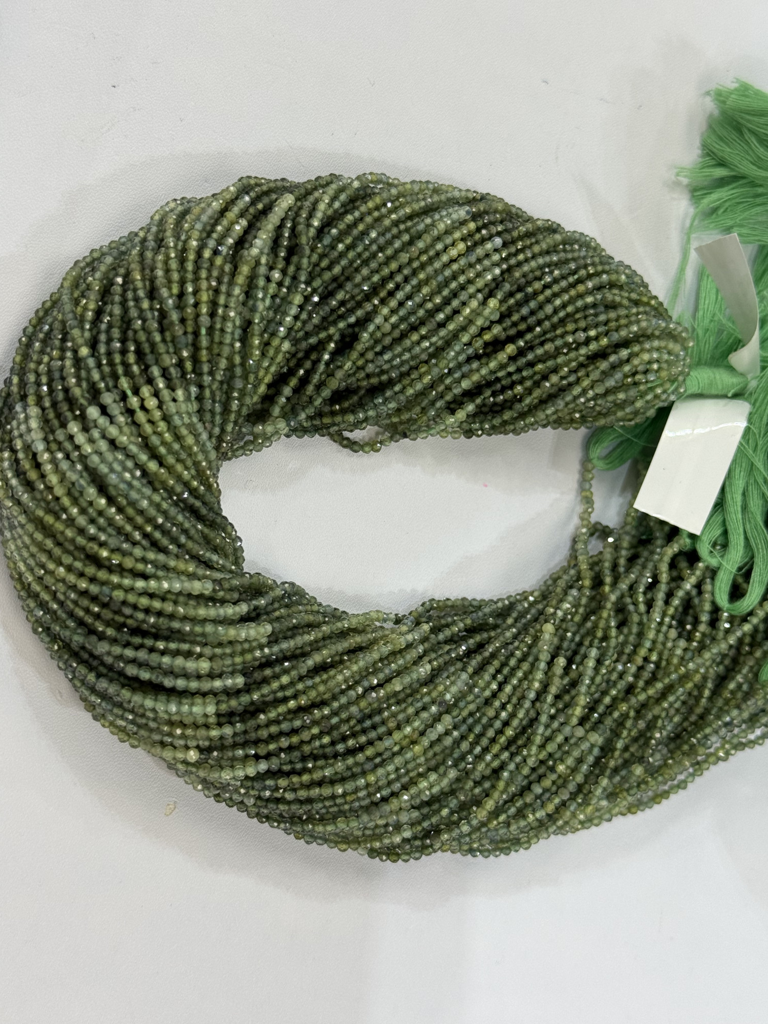 Shaded Green Sapphire Rondelle Faceted