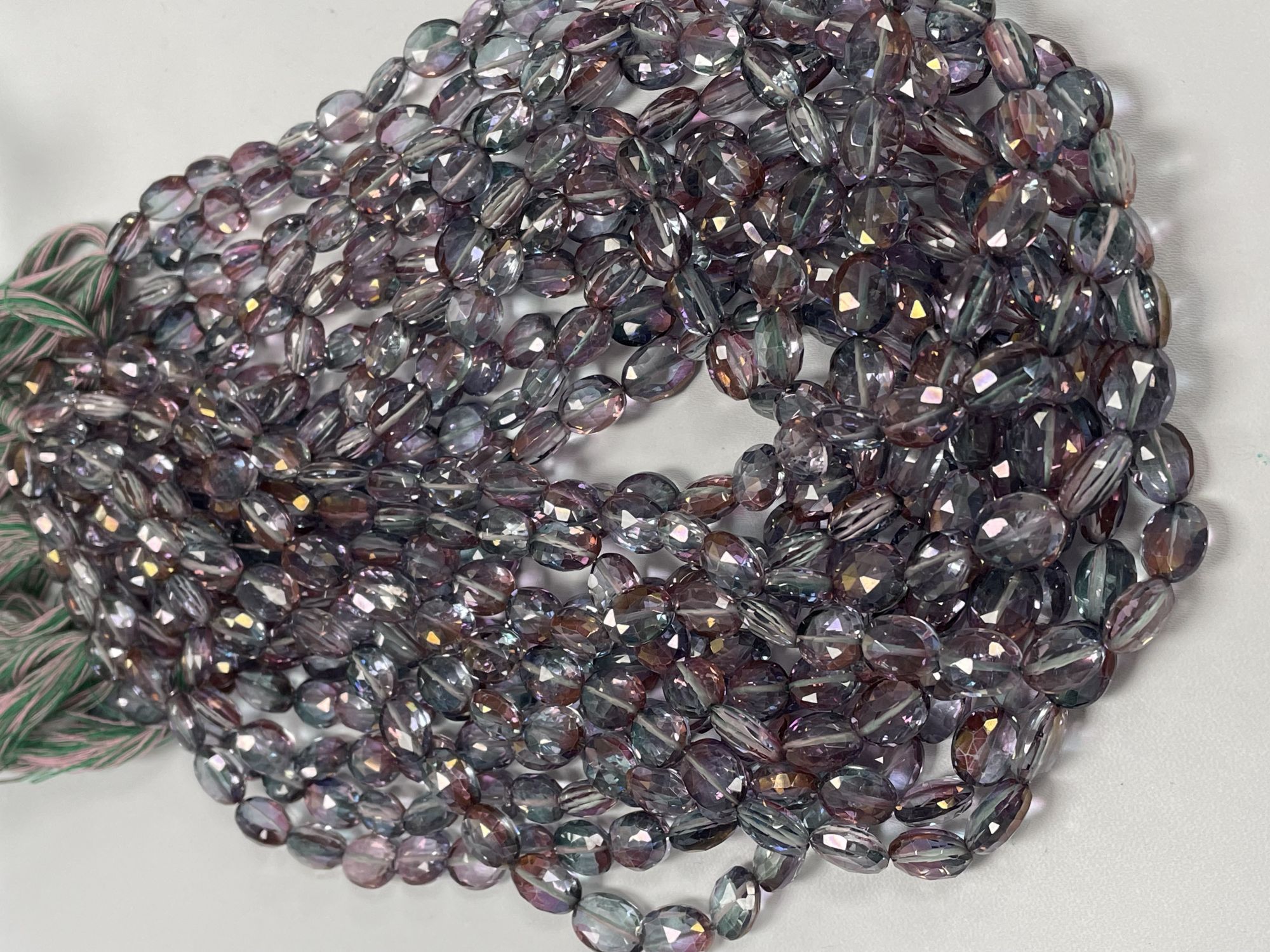 Pink Green Mystic Quartz Oval Faceted