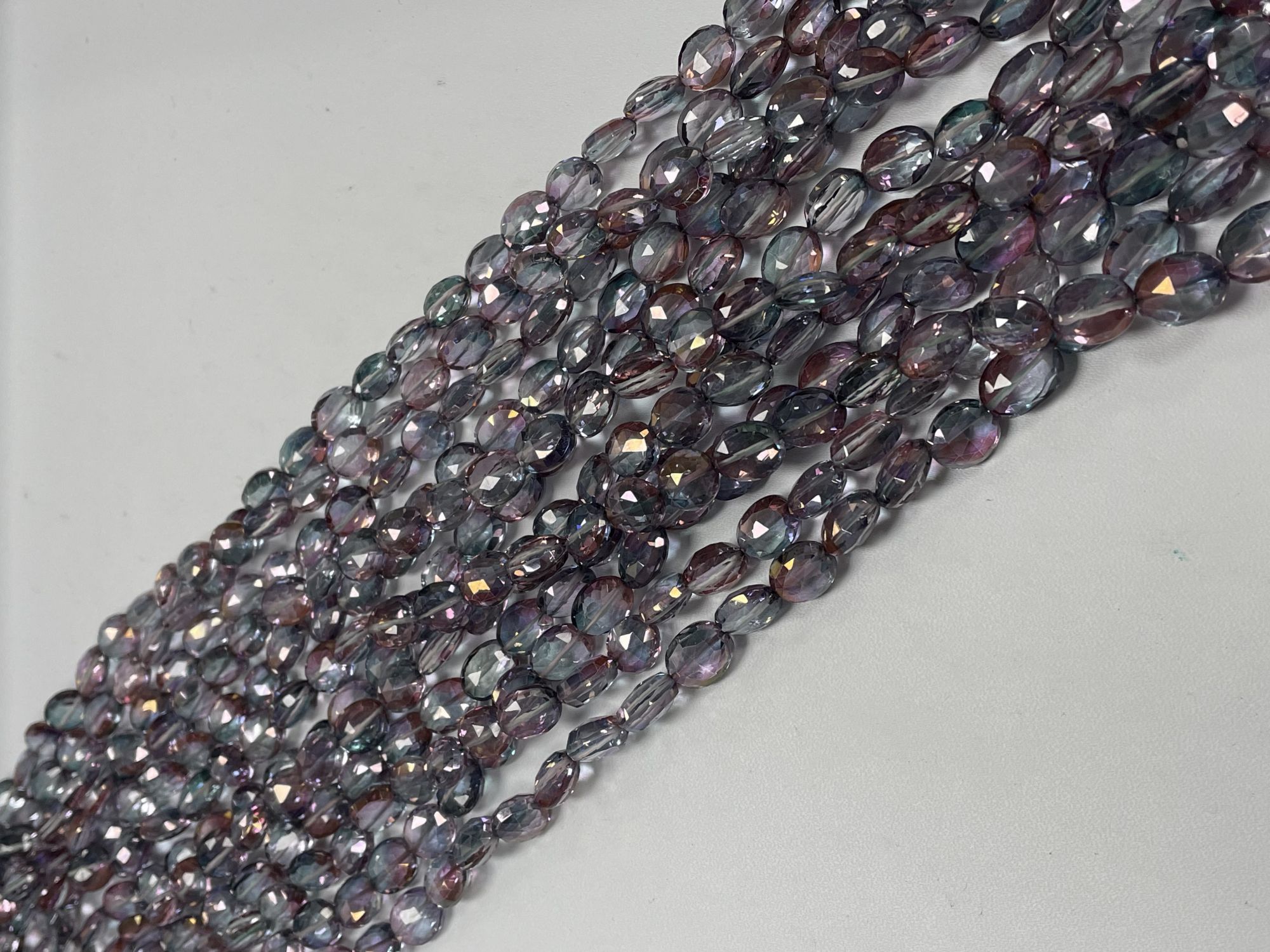 Pink Green Mystic Quartz Oval Faceted