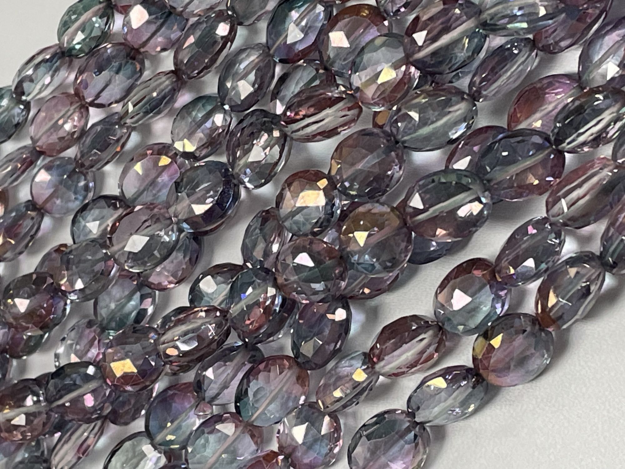 Pink Green Mystic Quartz Oval Faceted