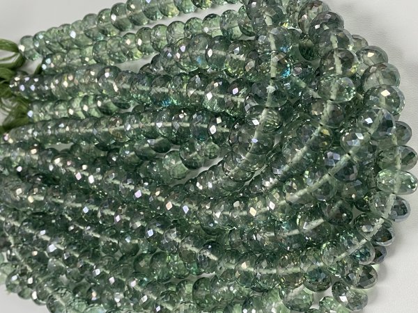 Green Mystic Quartz Rondelle Faceted