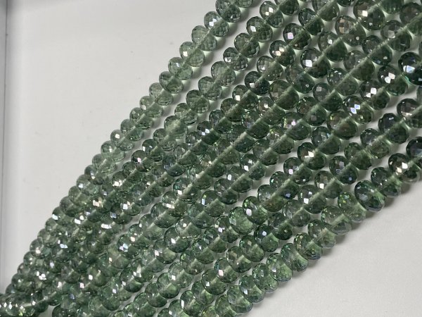 Green Mystic Quartz Rondelle Faceted