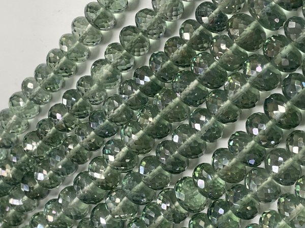 Green Mystic Quartz Rondelle Faceted