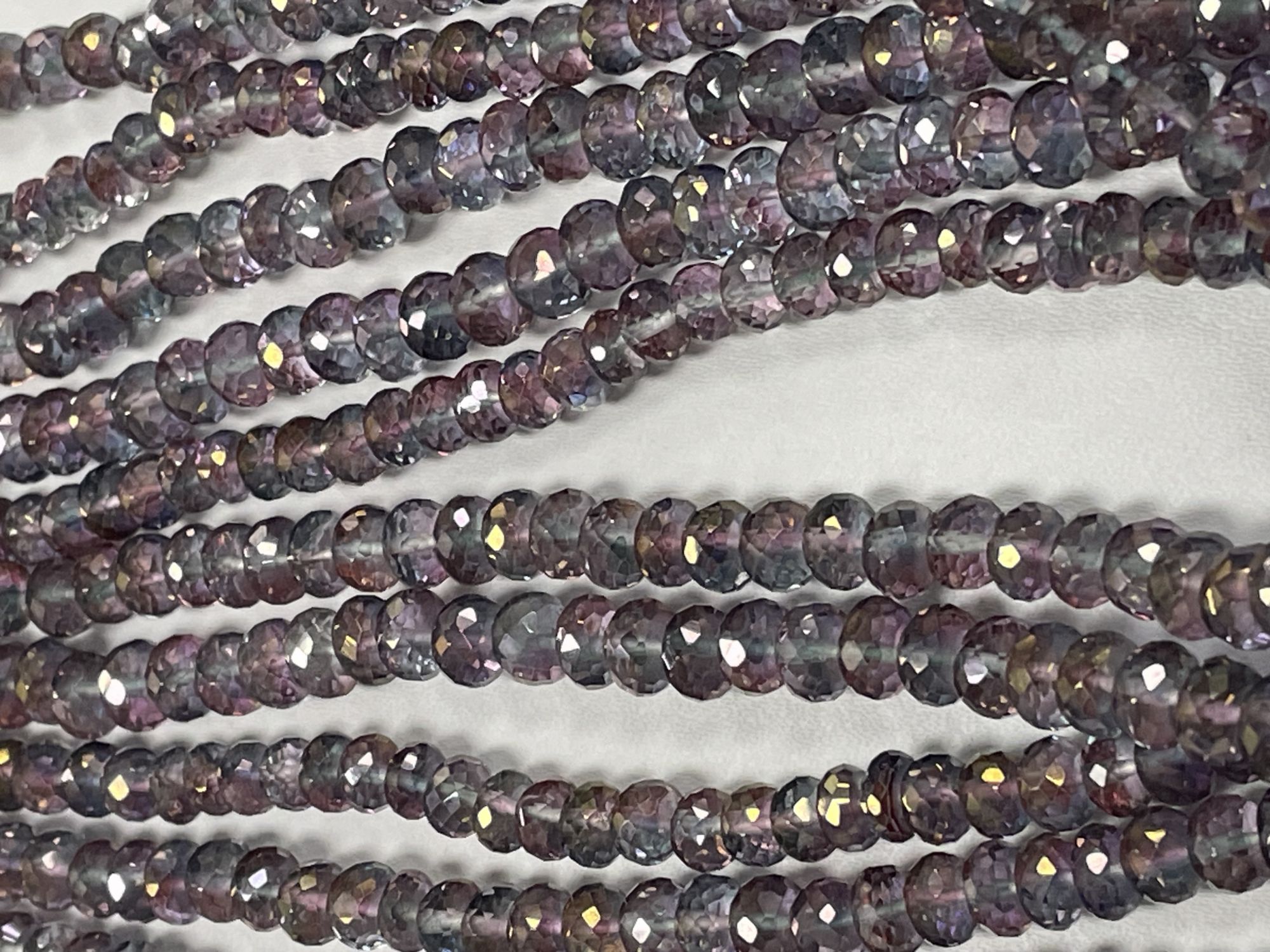 Pink Green Mystic Quartz Rondelle Faceted