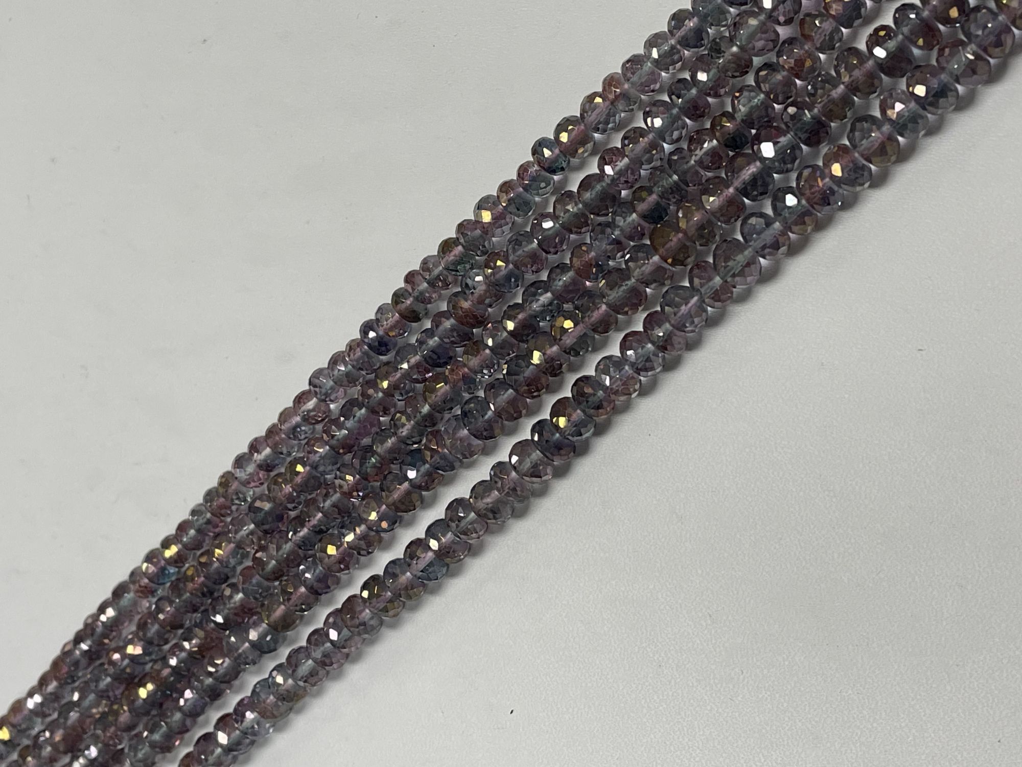 Pink Green Mystic Quartz Rondelle Faceted