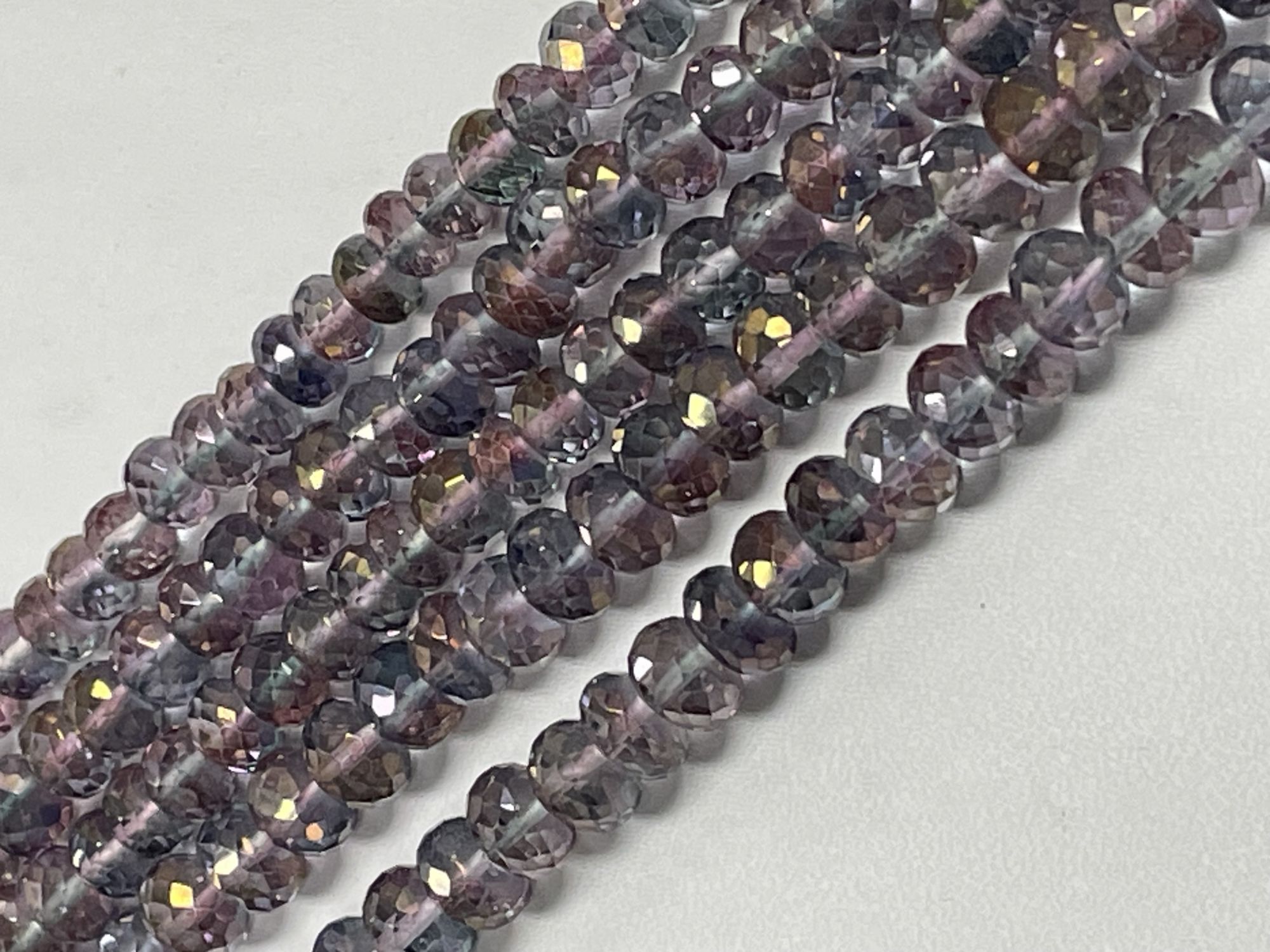 Pink Green Mystic Quartz Rondelle Faceted