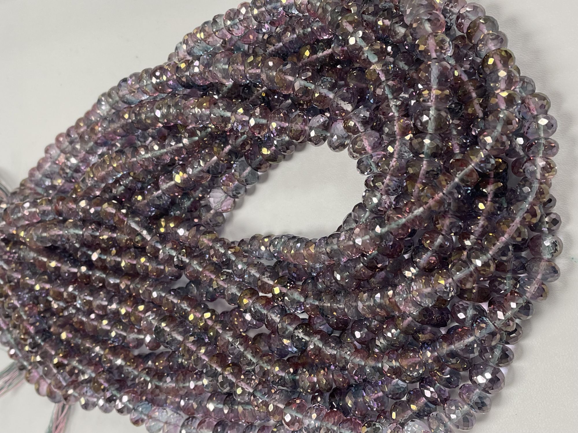 Pink Green Mystic Quartz Rondelle Faceted