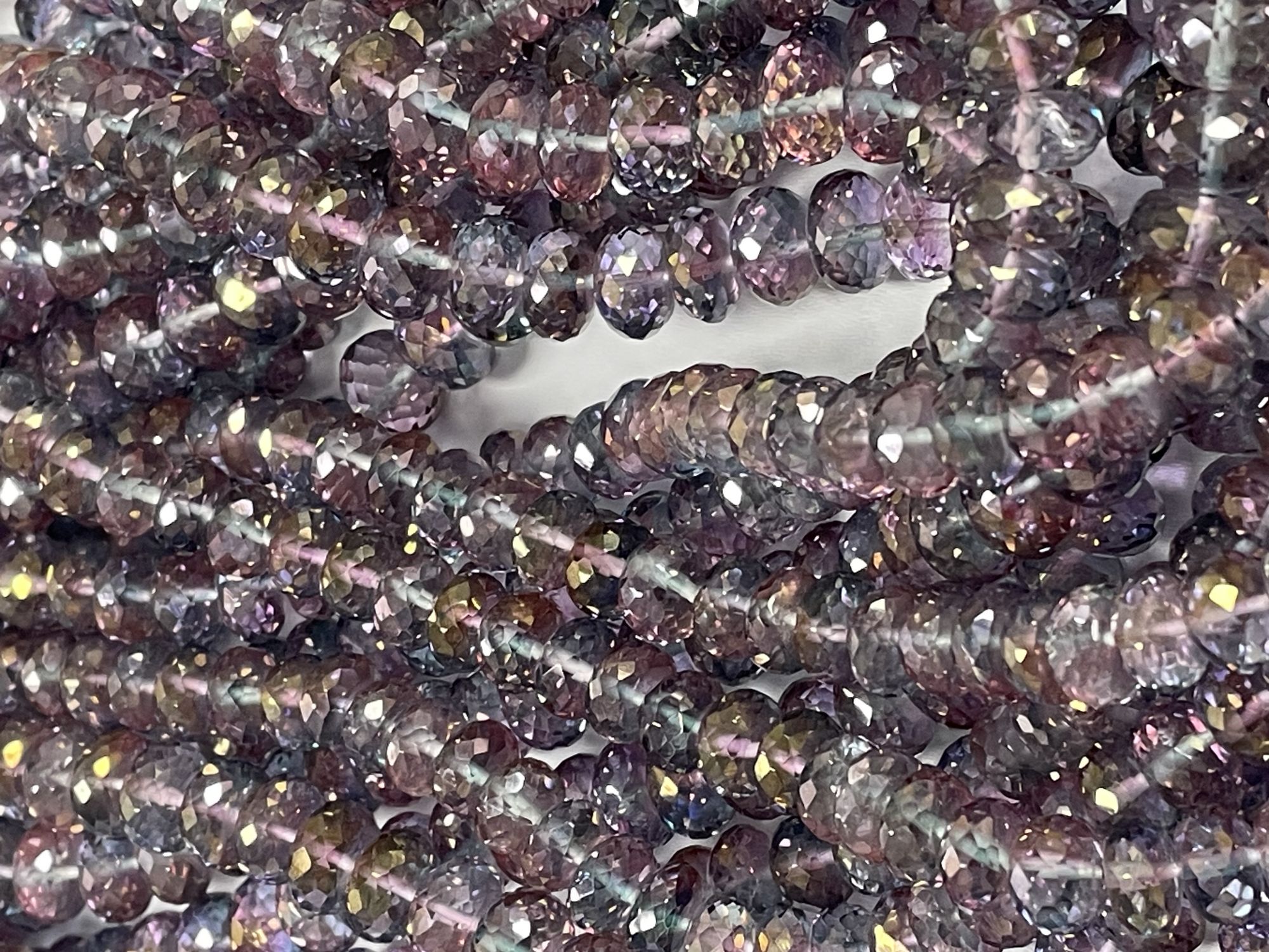 Pink Green Mystic Quartz Rondelle Faceted