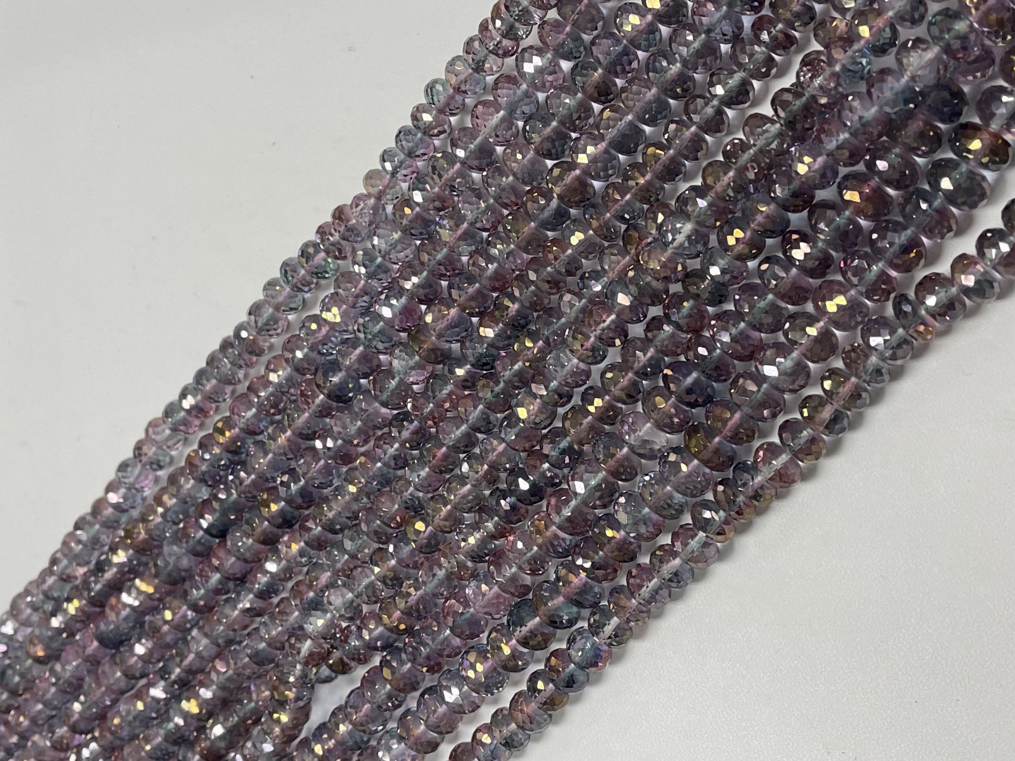 Pink Green Mystic Quartz Rondelle Faceted