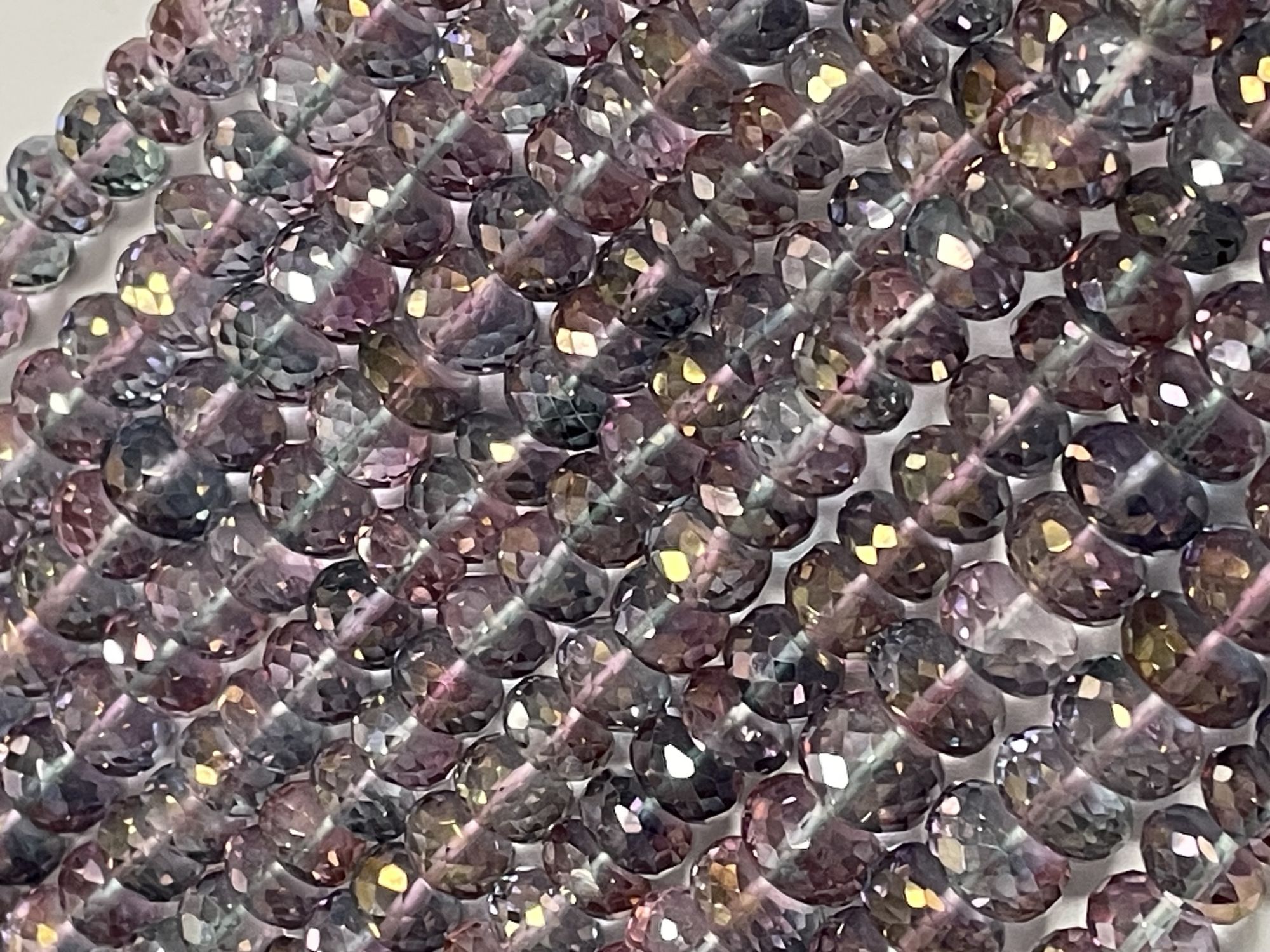 Pink Green Mystic Quartz Rondelle Faceted