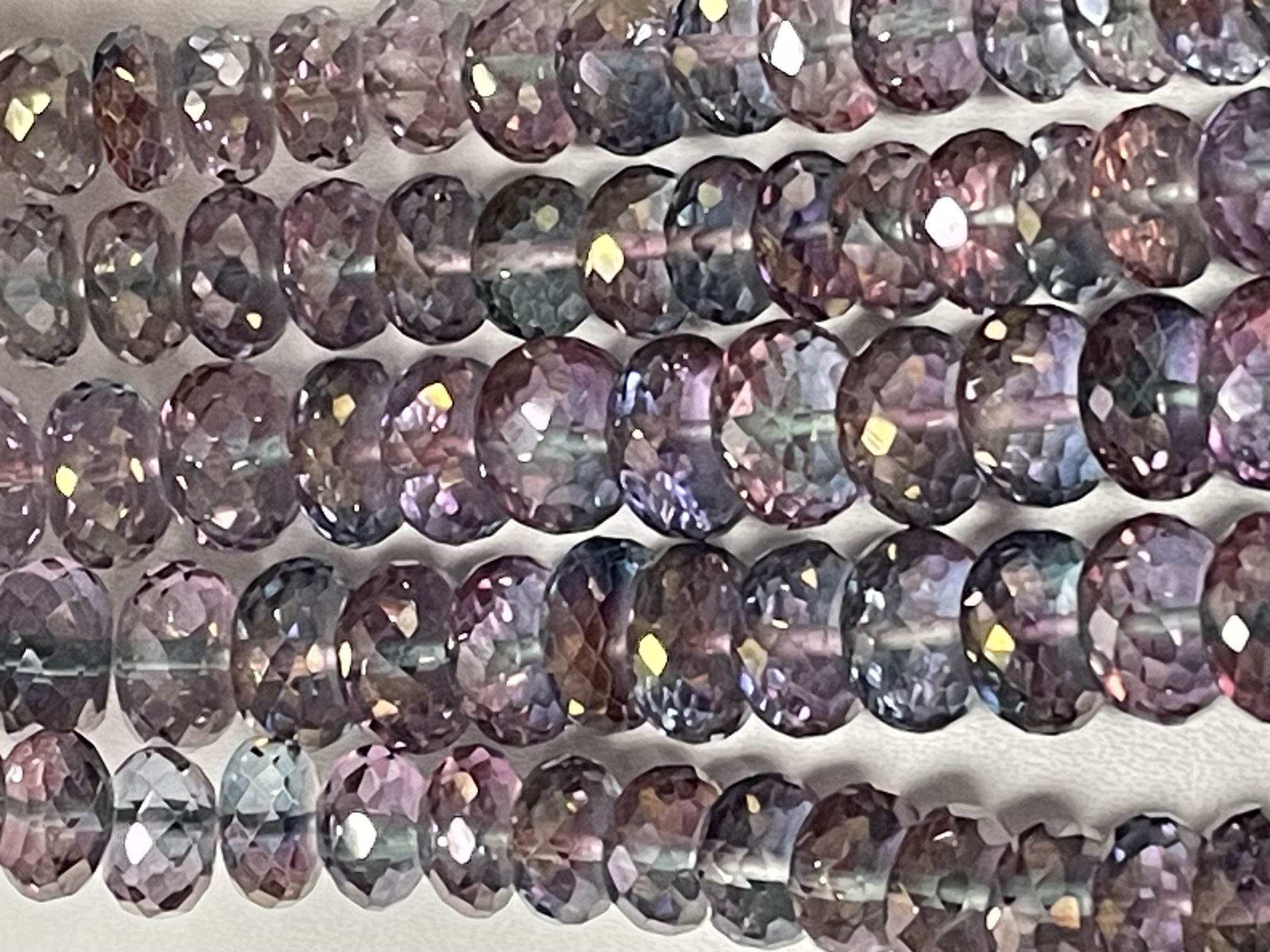 Pink Green Mystic Quartz Rondelle Faceted