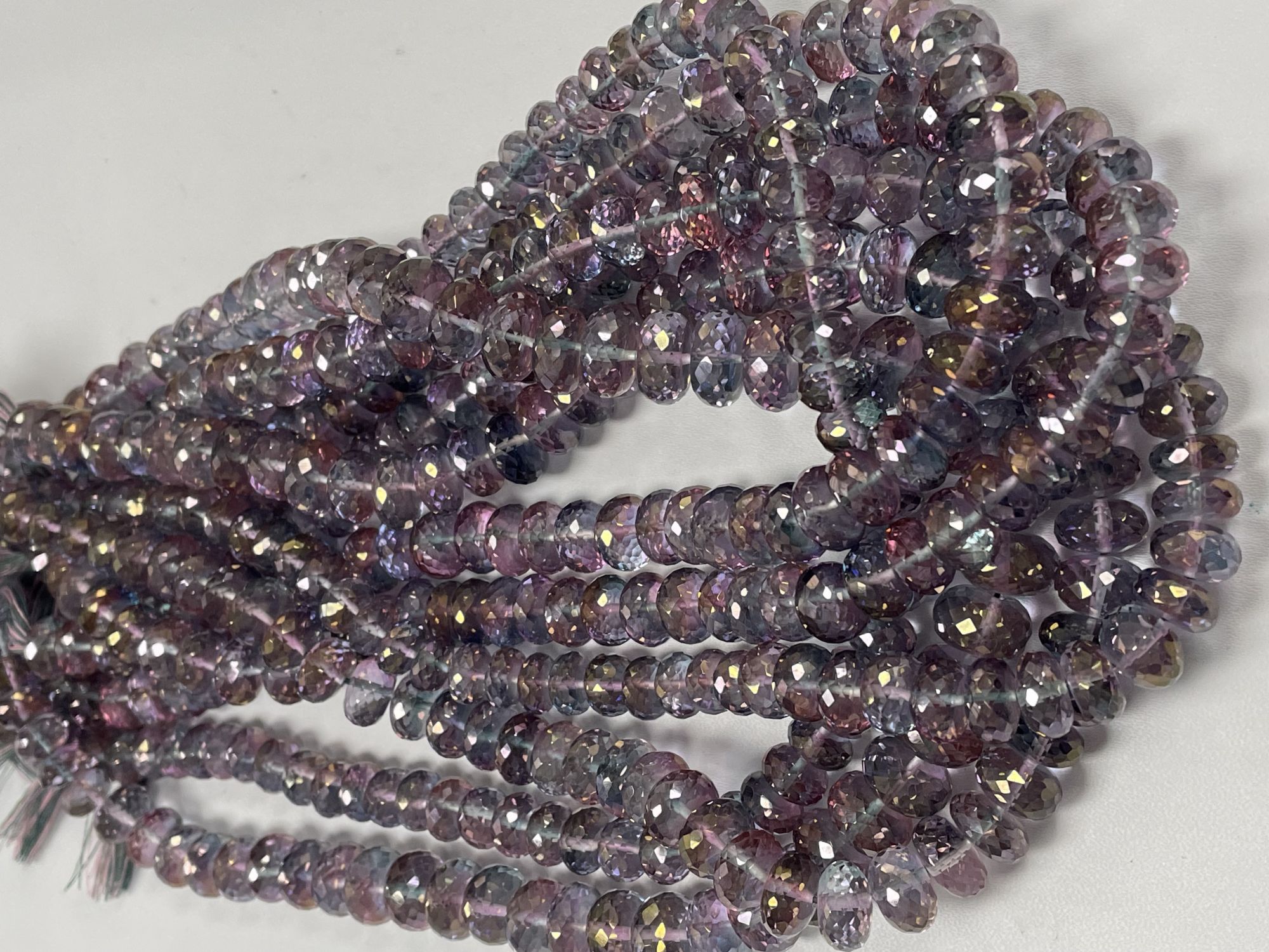 Pink Green Mystic Quartz Rondelle Faceted