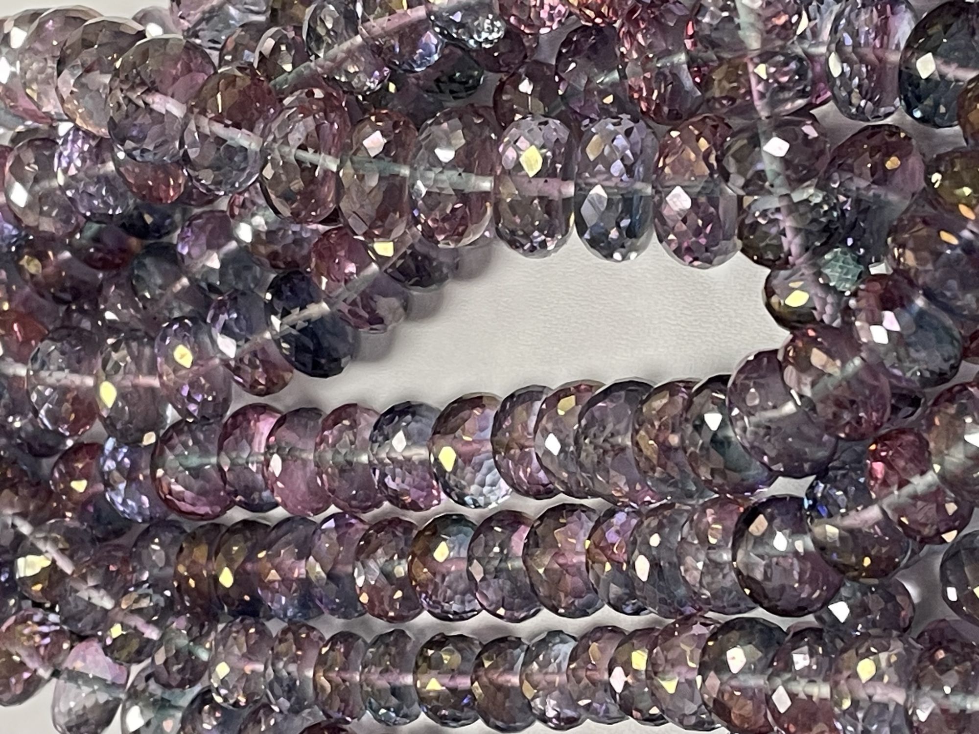 Pink Green Mystic Quartz Rondelle Faceted