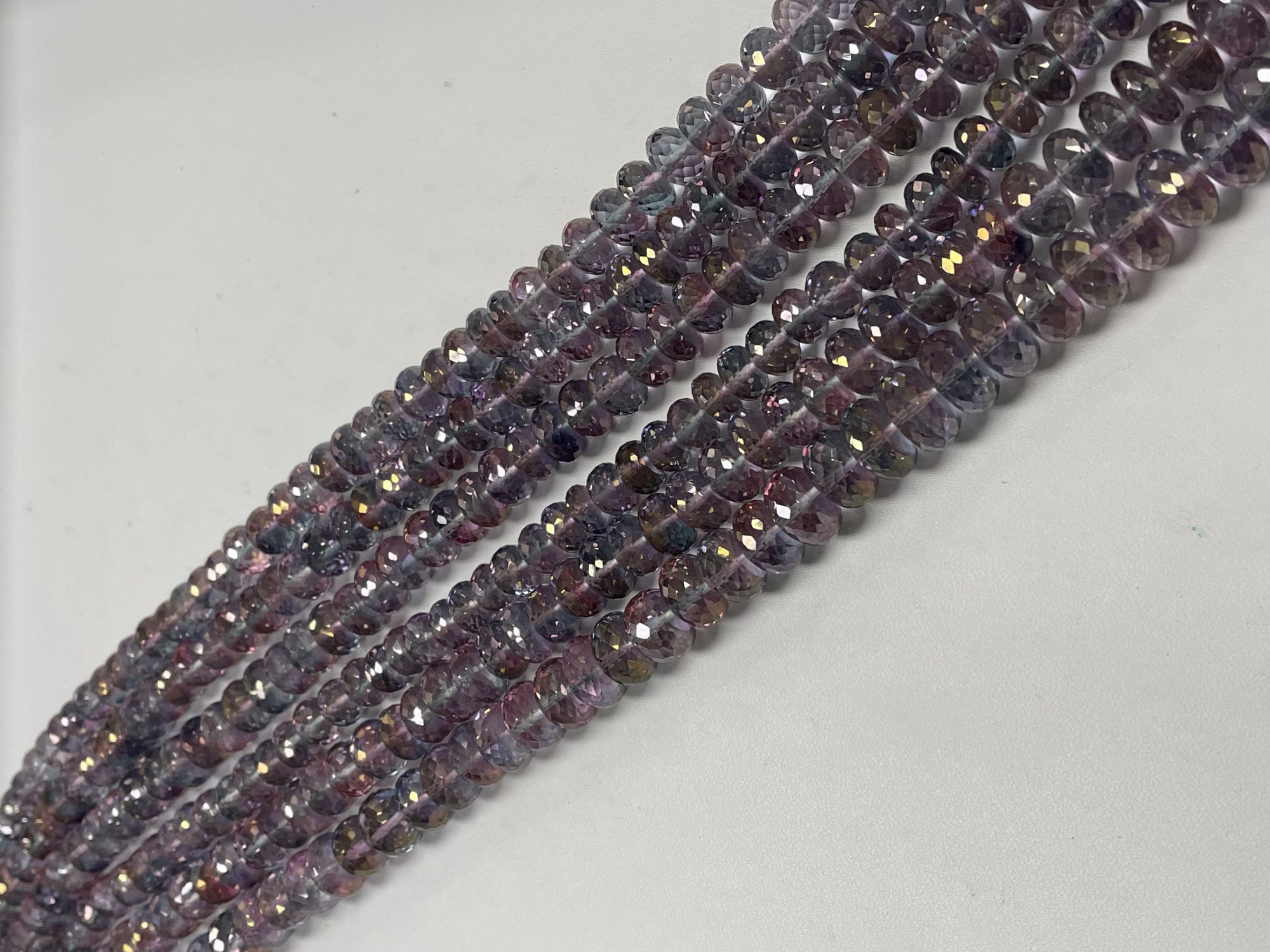 Pink Green Mystic Quartz Rondelle Faceted