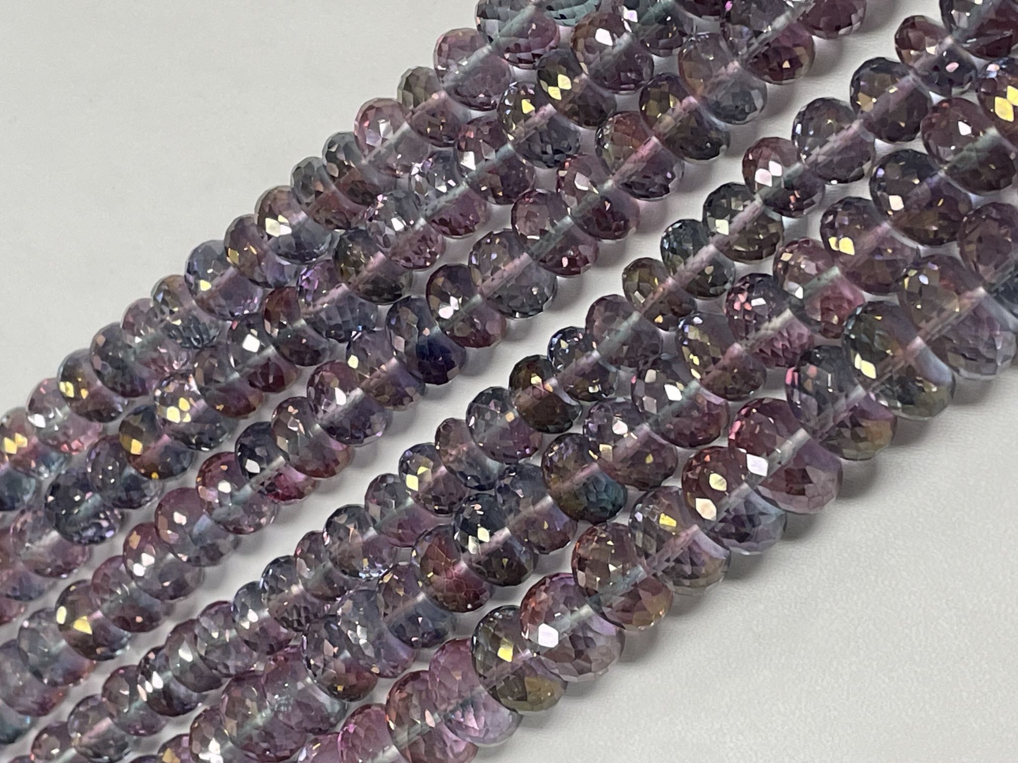 Pink Green Mystic Quartz Rondelle Faceted