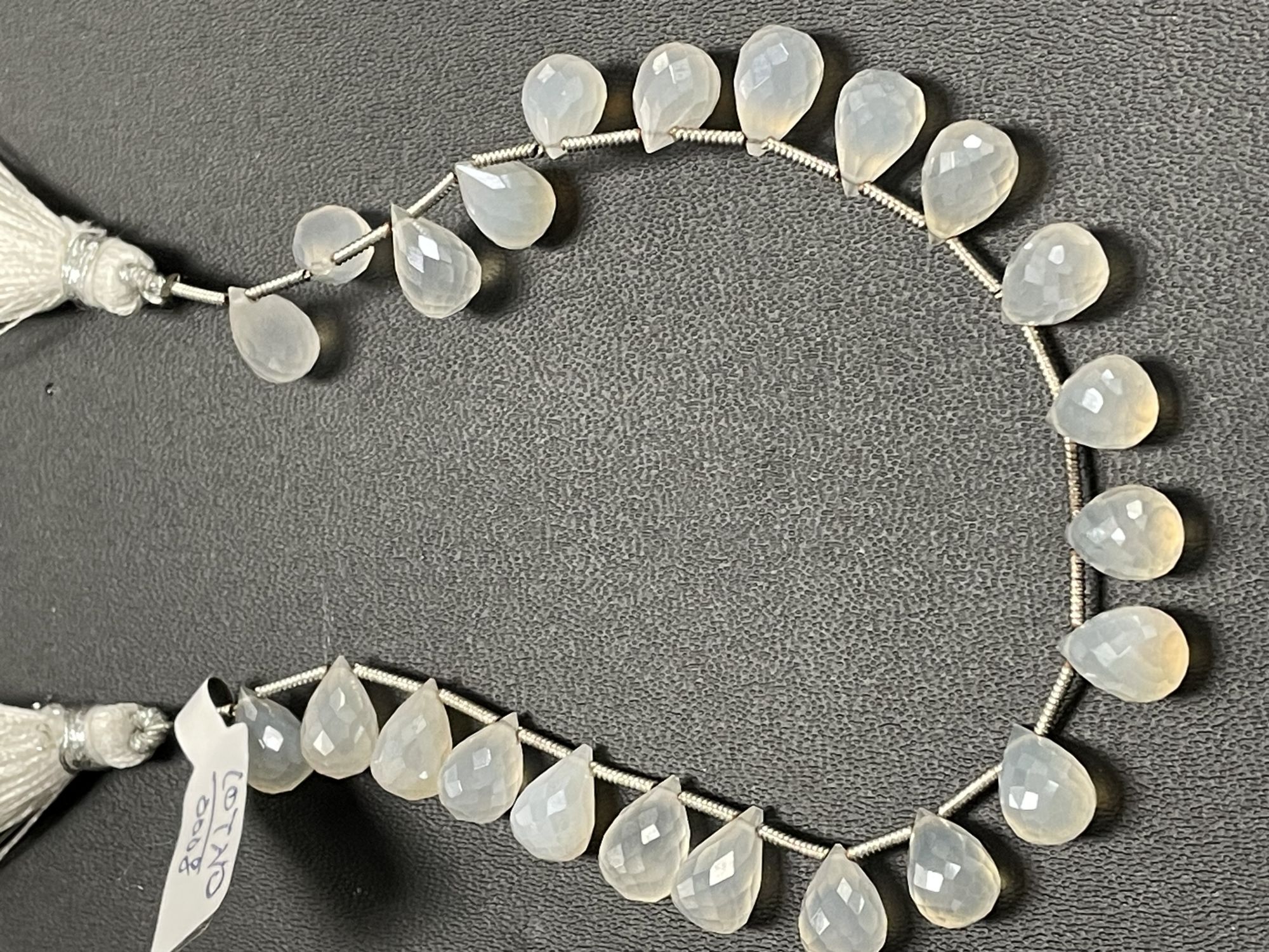 Coated Pearl White Chalcedony Drop Faceted