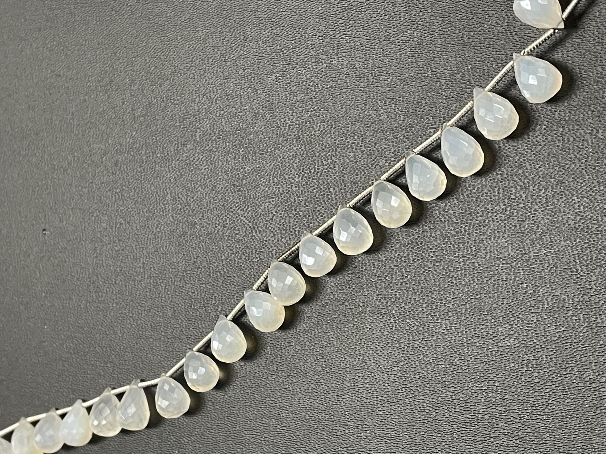 Coated Pearl White Chalcedony Drop Faceted