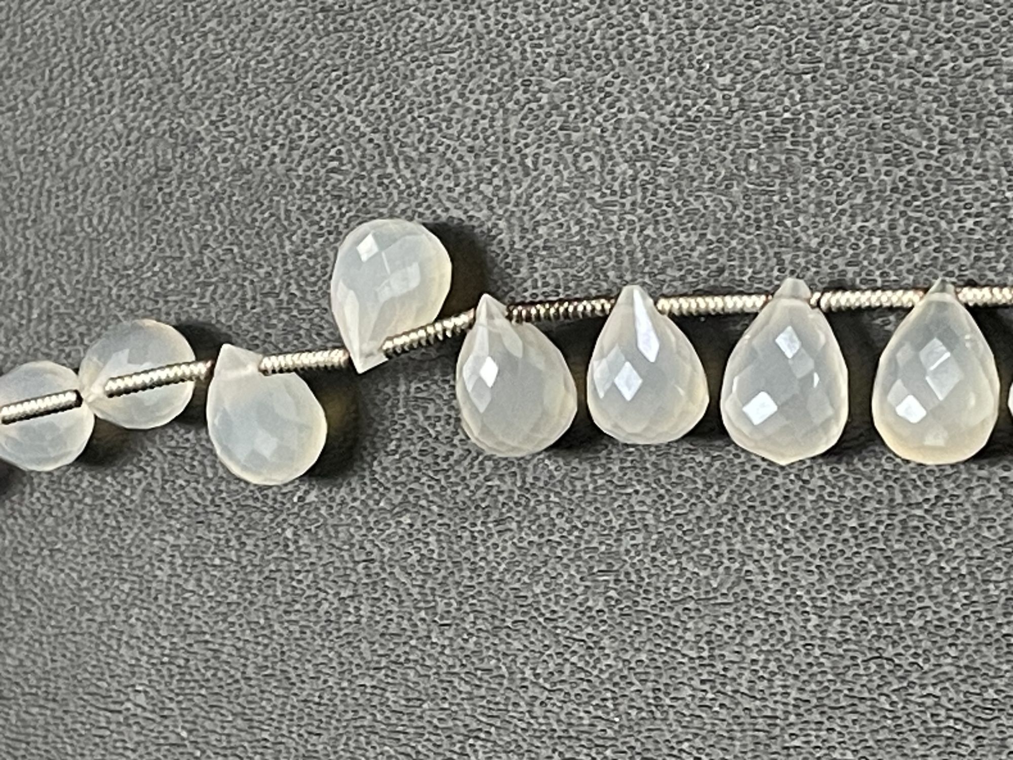 Coated Pearl White Chalcedony Drop Faceted