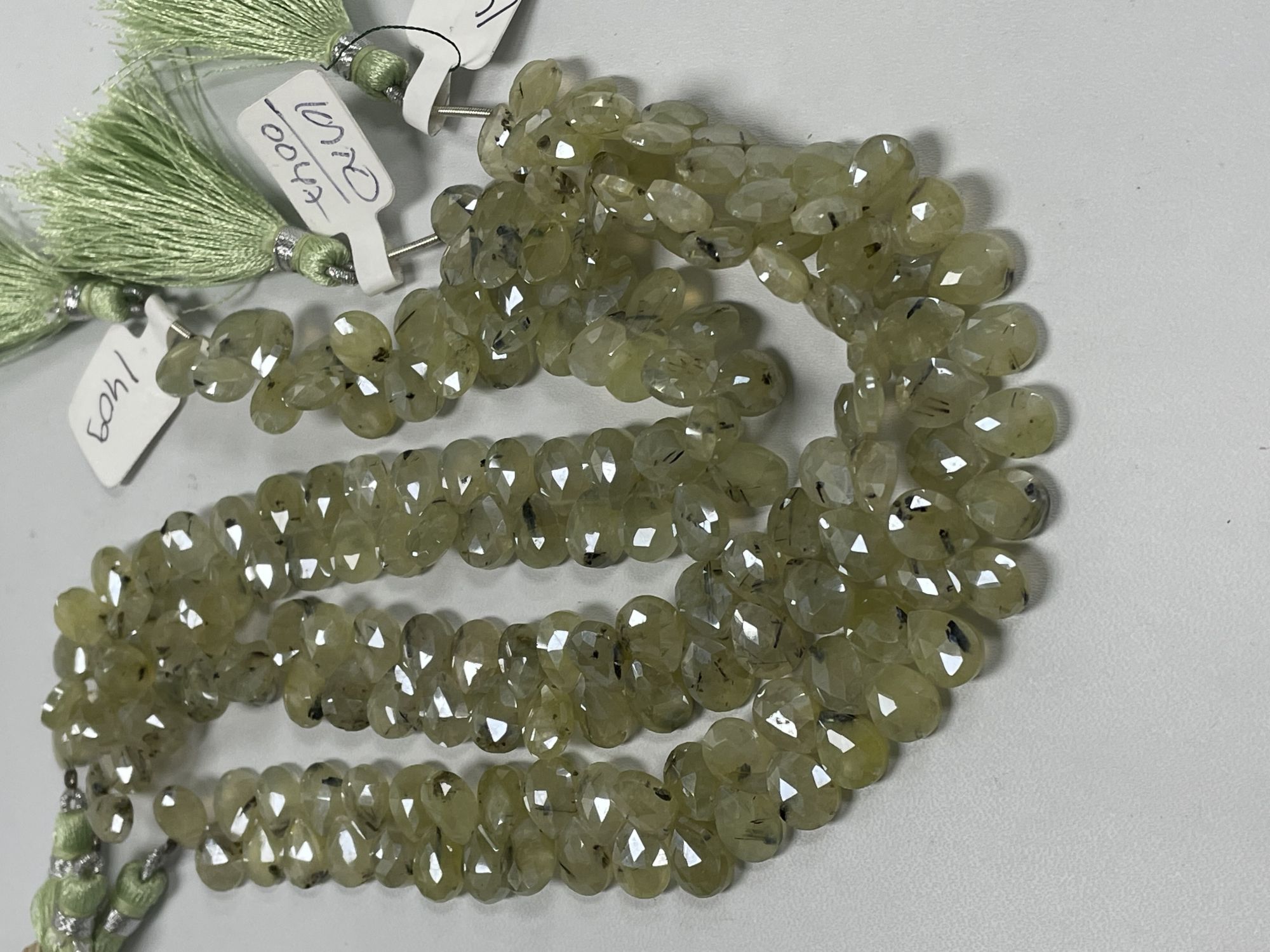 Green Mystic Prehnite Pear Faceted