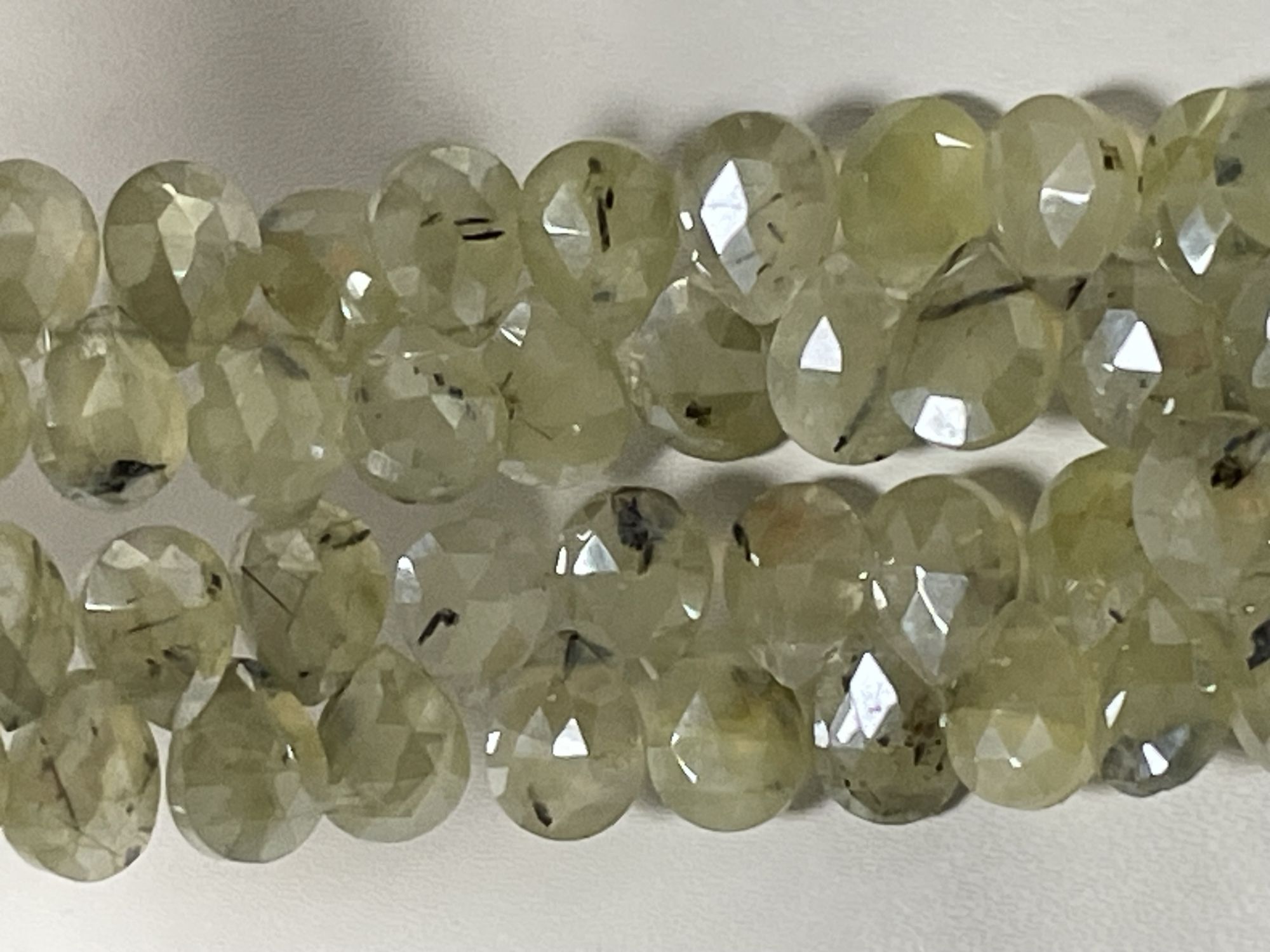 Green Mystic Prehnite Pear Faceted