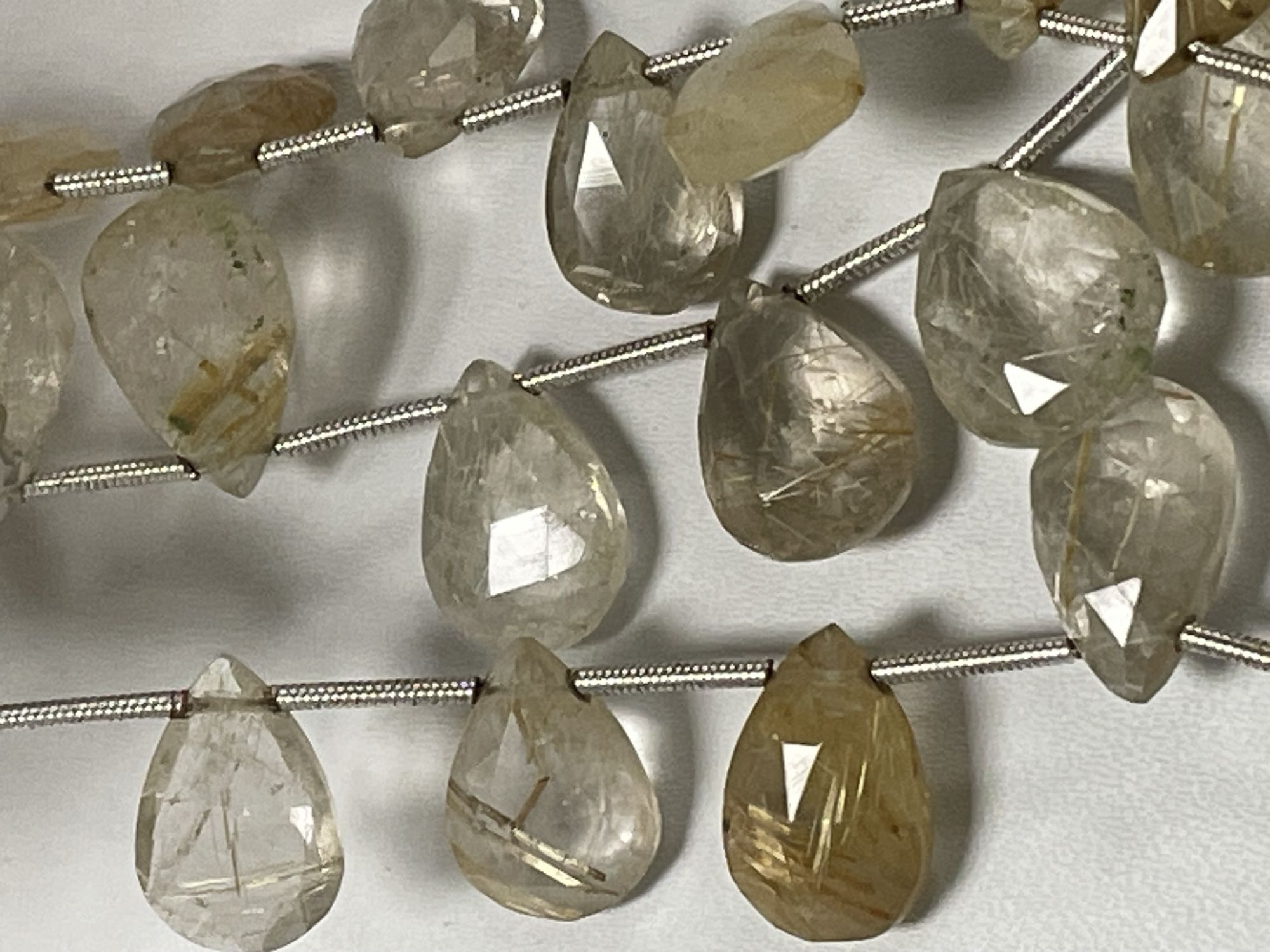 Golden Rutilated Quartz Pear Faceted