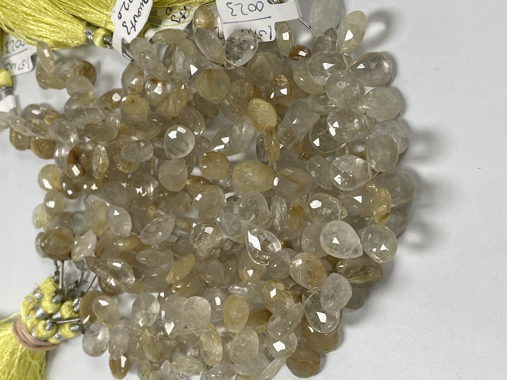 Golden Rutilated Quartz Pear Faceted