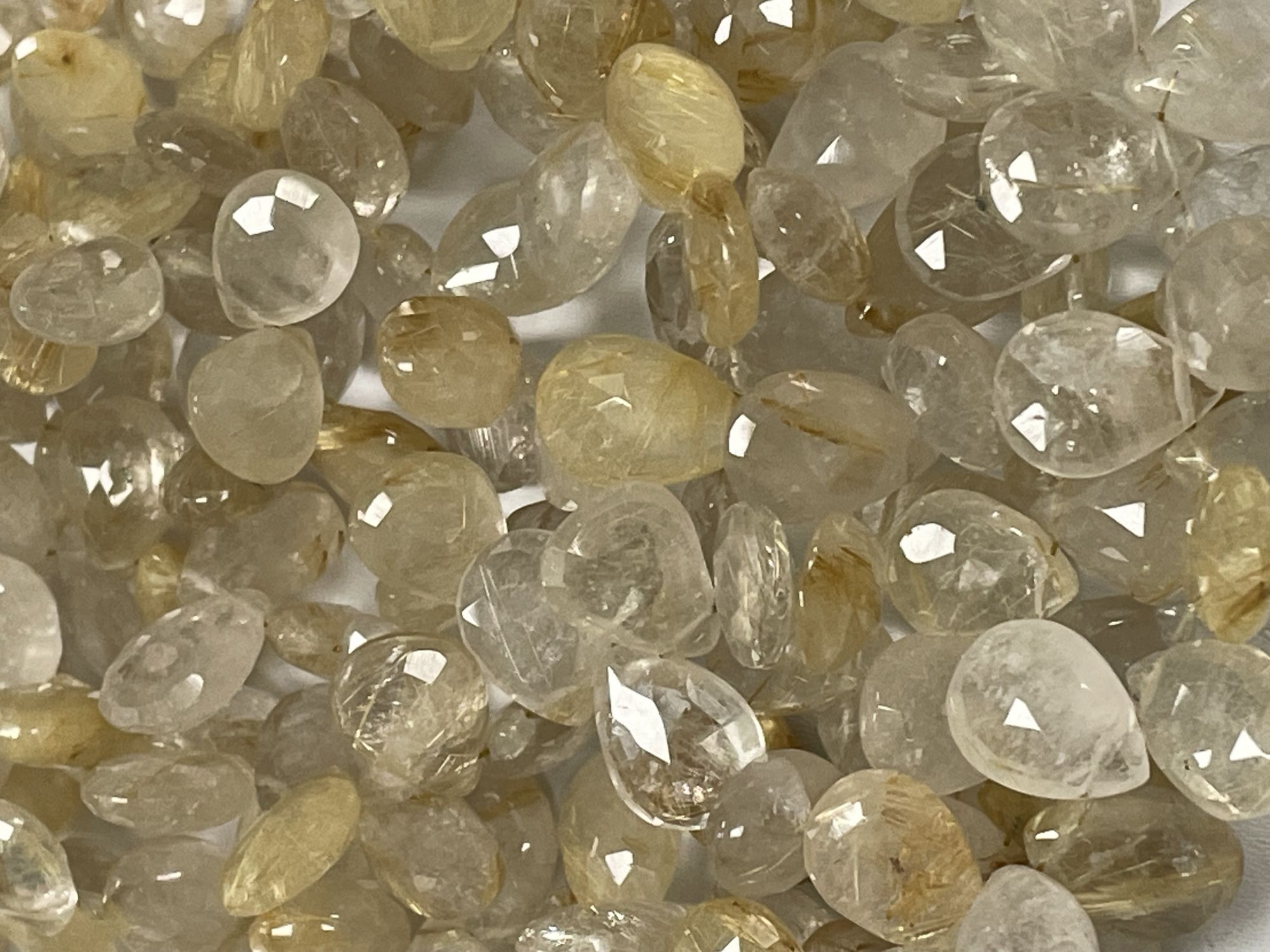Golden Rutilated Quartz Pear Faceted