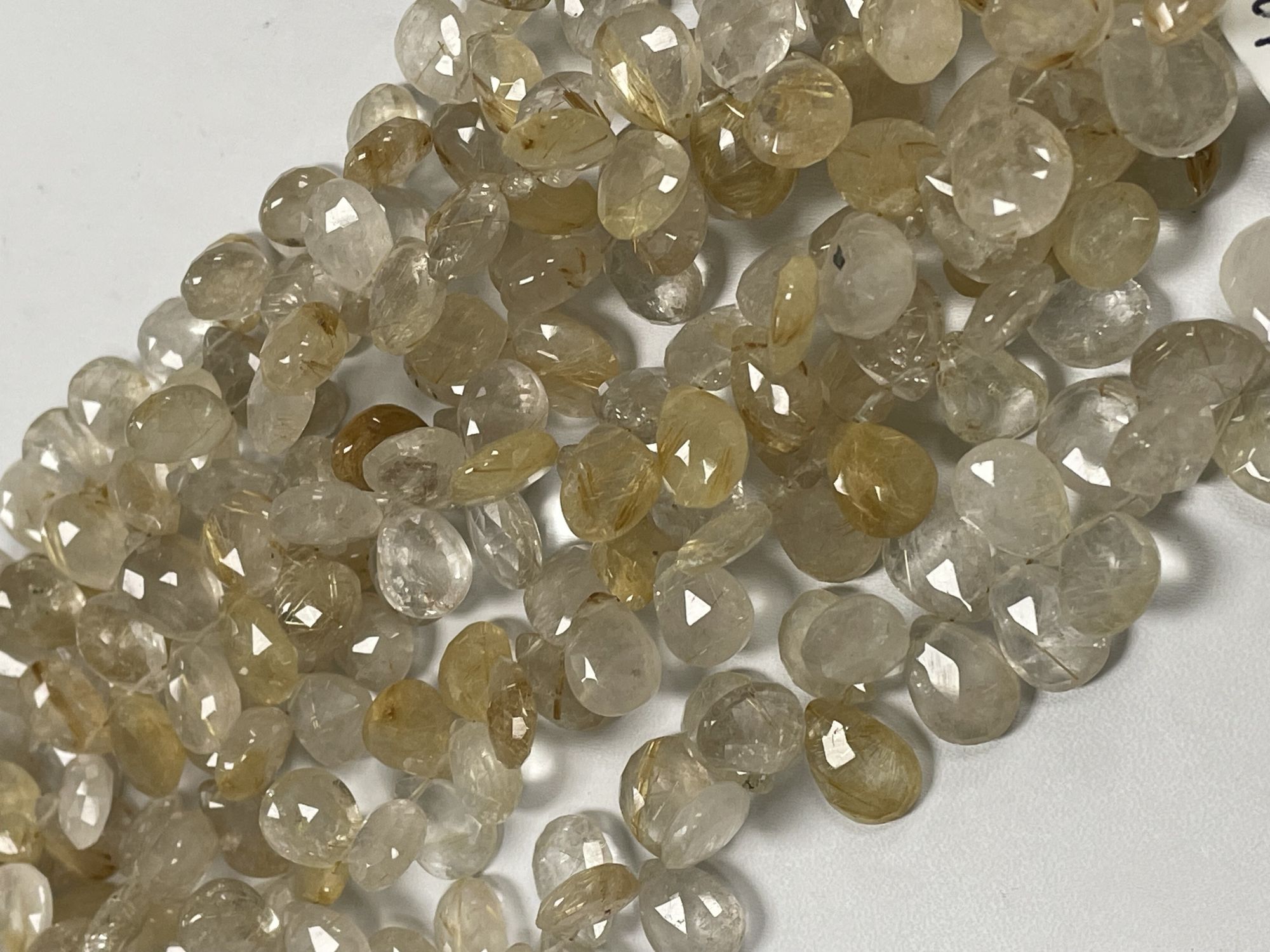 Golden Rutilated Quartz Pear Faceted