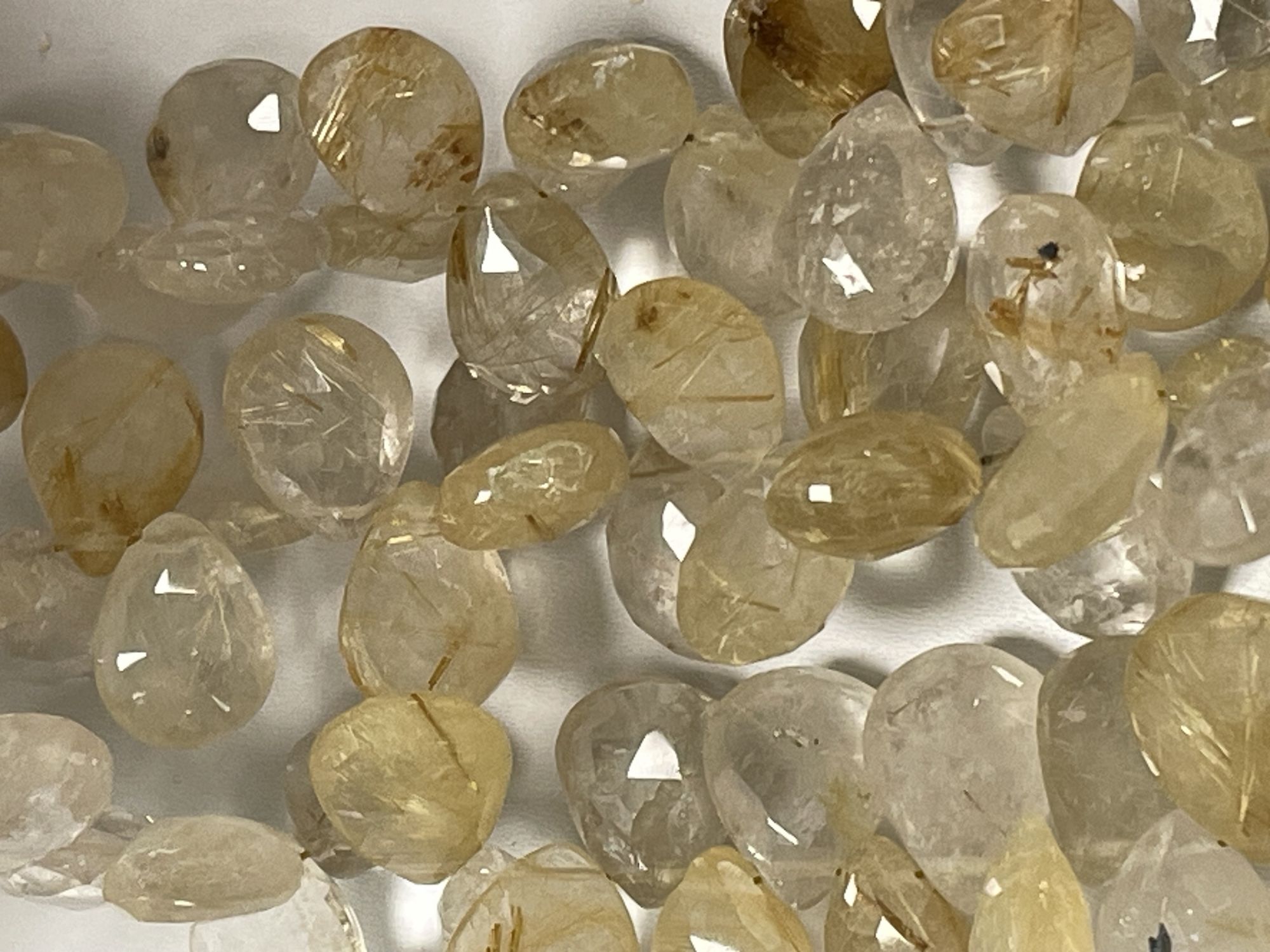 Golden Rutilated Quartz Pear Faceted