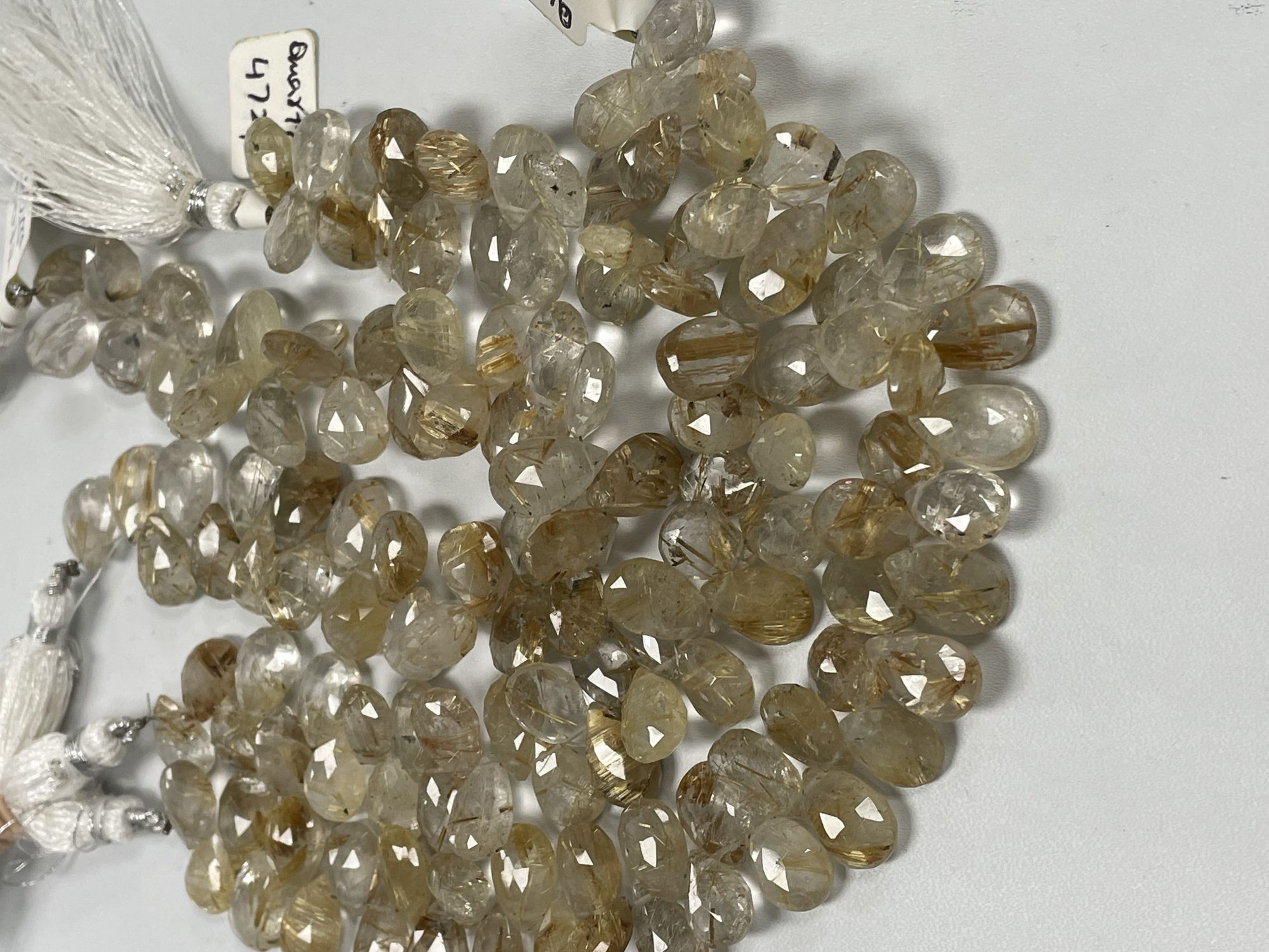 Golden Rutilated Quartz Pear Faceted