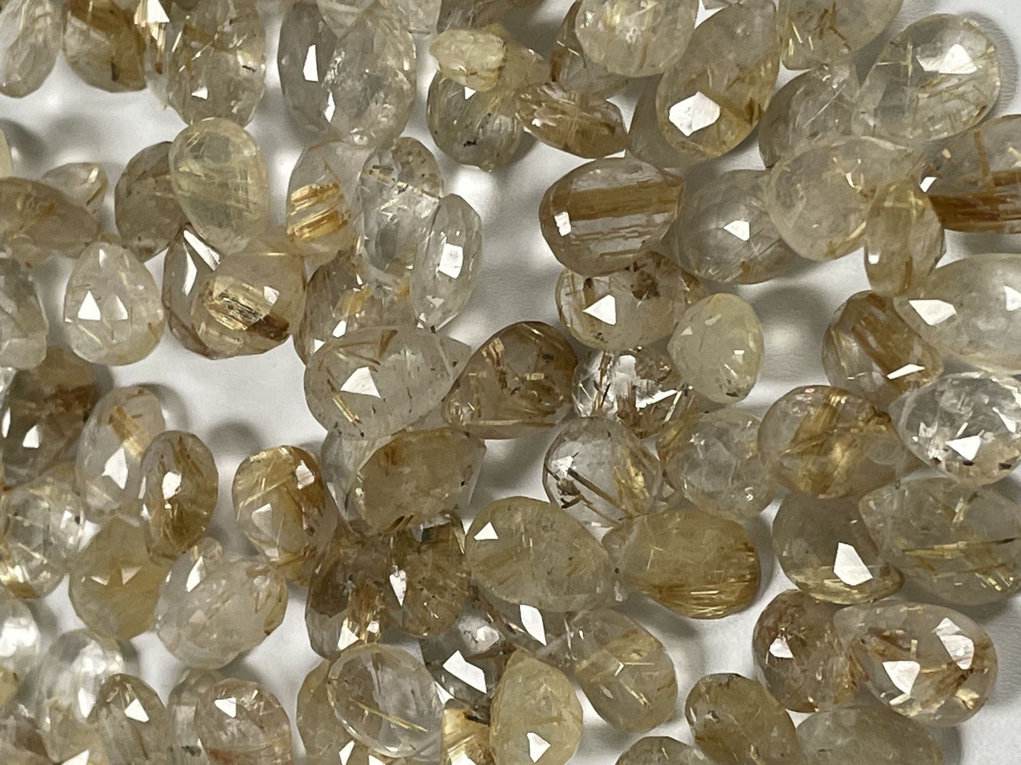 Golden Rutilated Quartz Pear Faceted